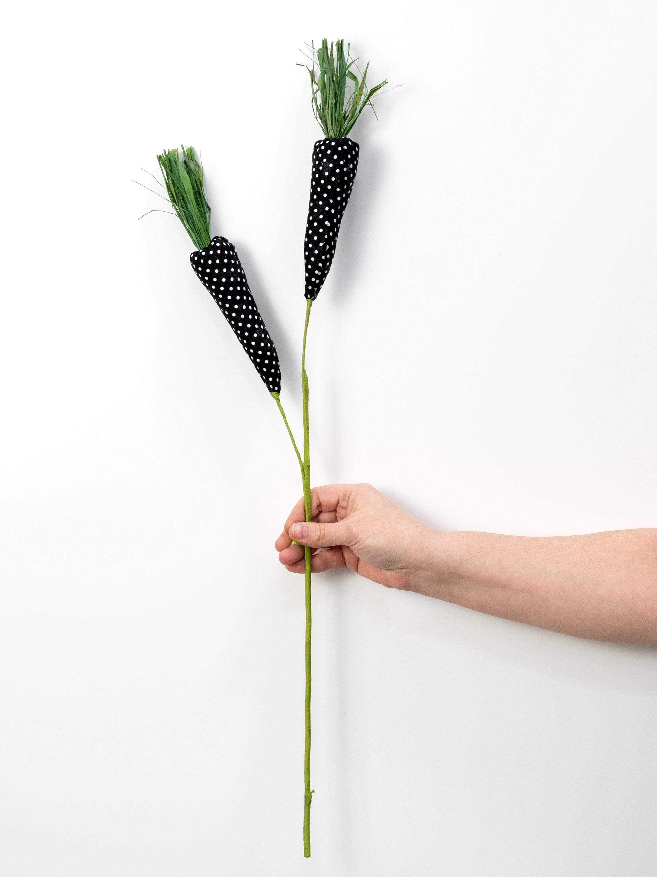 28" Polkadot Carrot Spray: Black & White