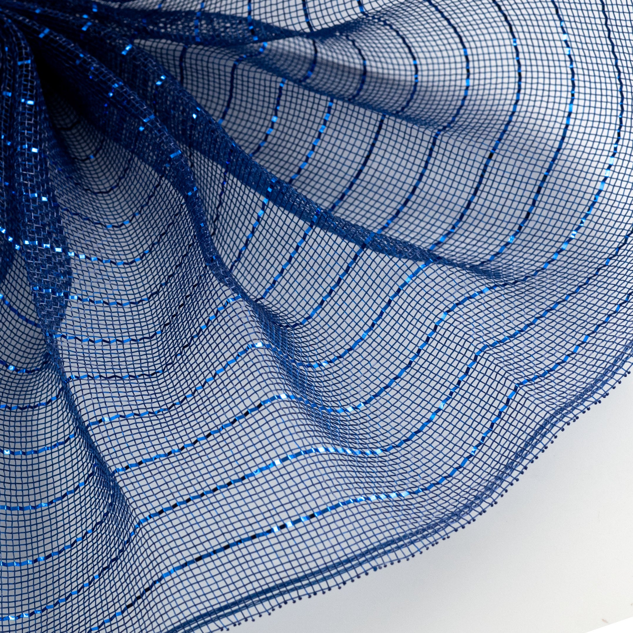 10" Metallic Fine Weave Deco Mesh: Navy & Royal Blue