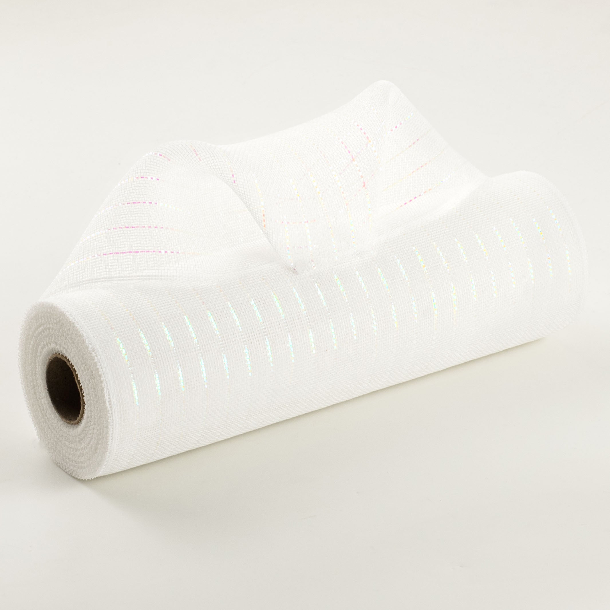 10" Iridescent Fine Weave Deco Mesh: White