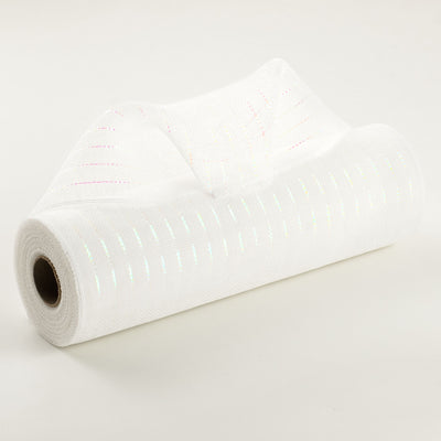10" Iridescent Fine Weave Deco Mesh: White