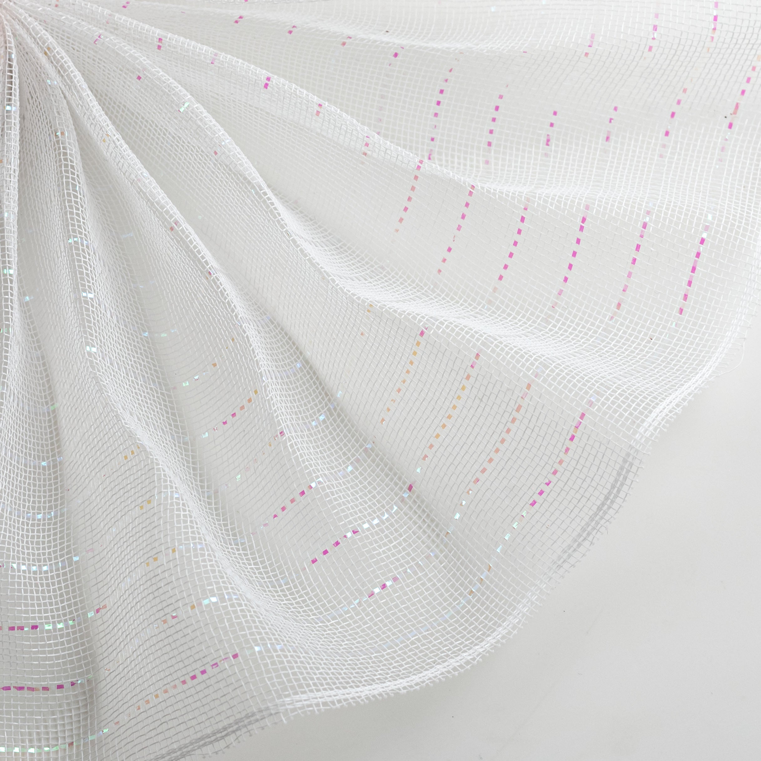 10" Iridescent Fine Weave Deco Mesh: White