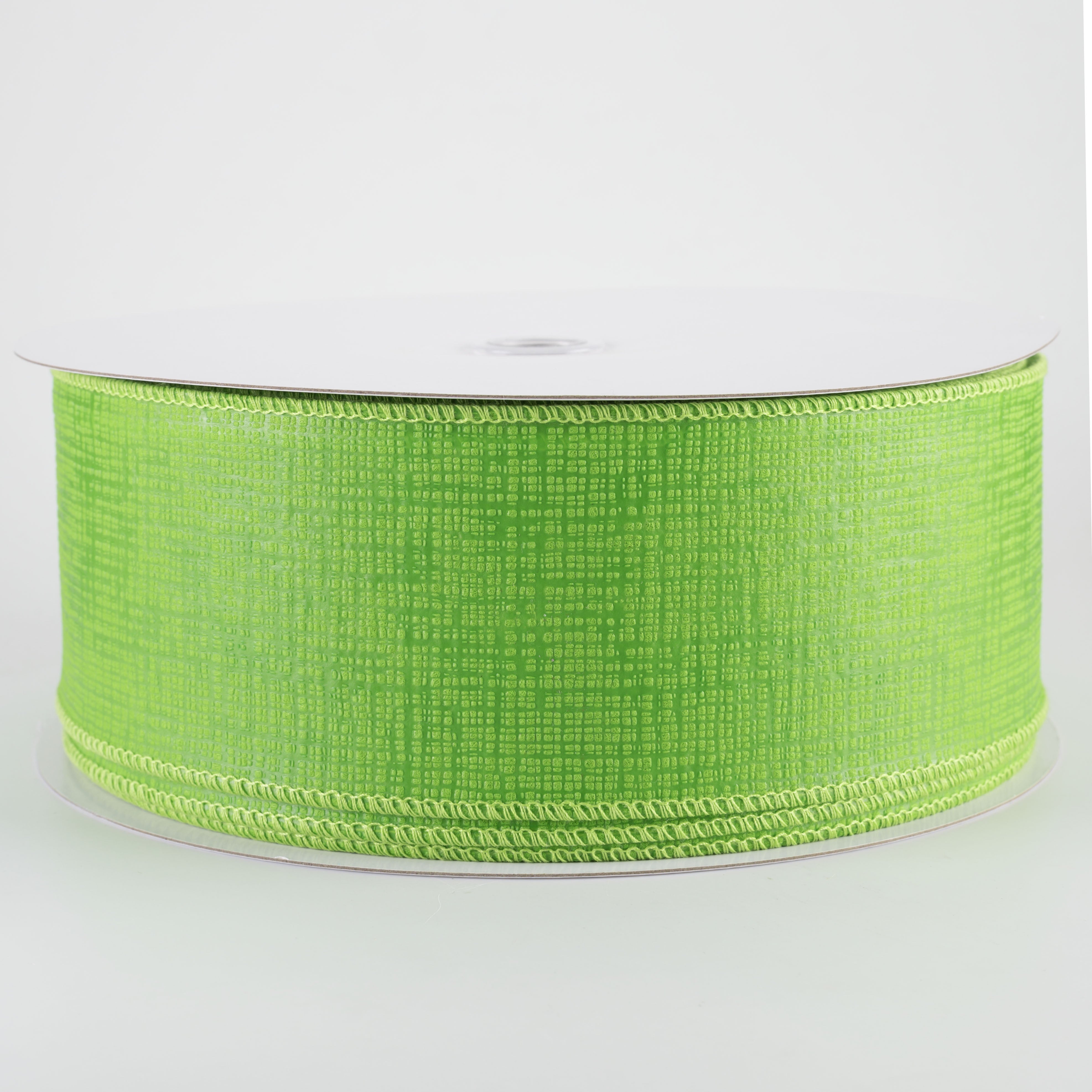 2.5" Embossed Crosshatch Breeze Ribbon: Lime Green (50 Yards)
