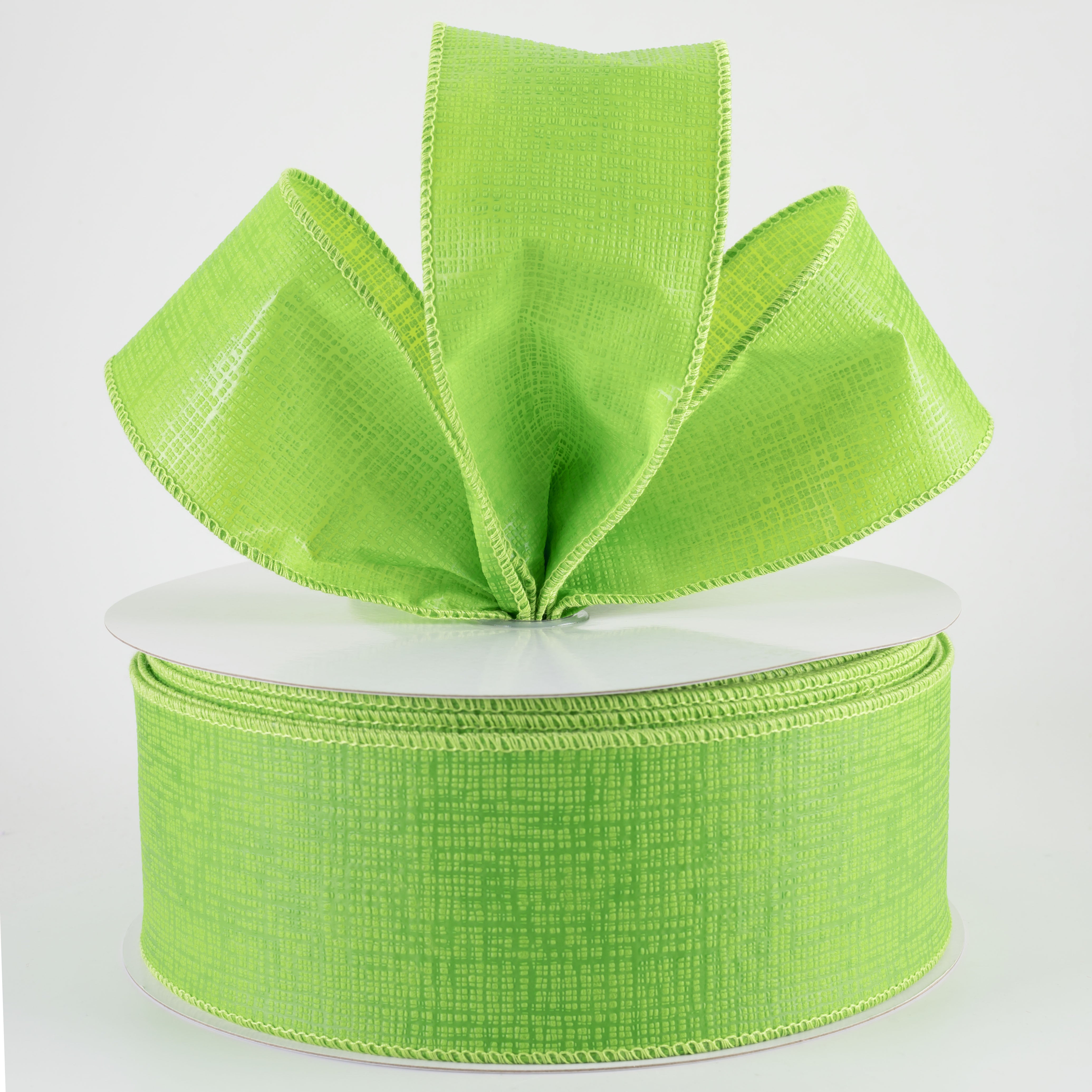 2.5" Embossed Crosshatch Breeze Ribbon: Lime Green (50 Yards)