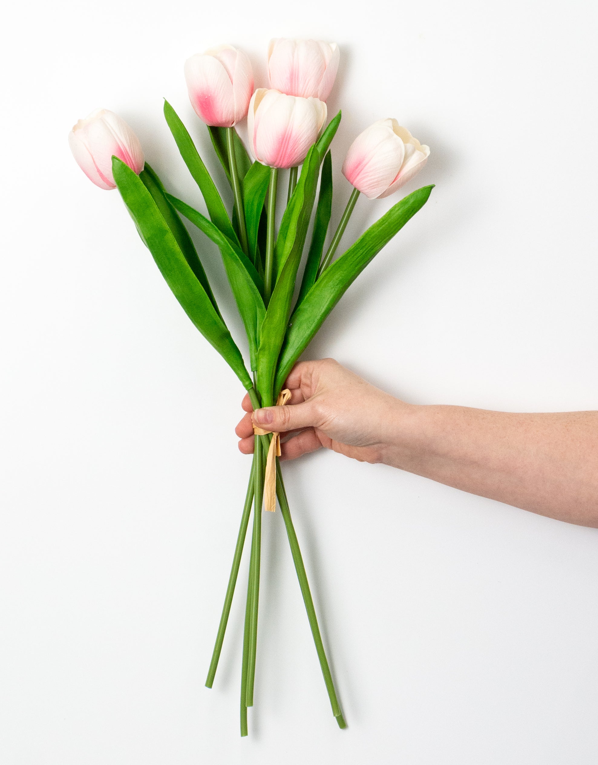 21" Large Soft Touch Tulip Flower Bundle: Light Pink (5)