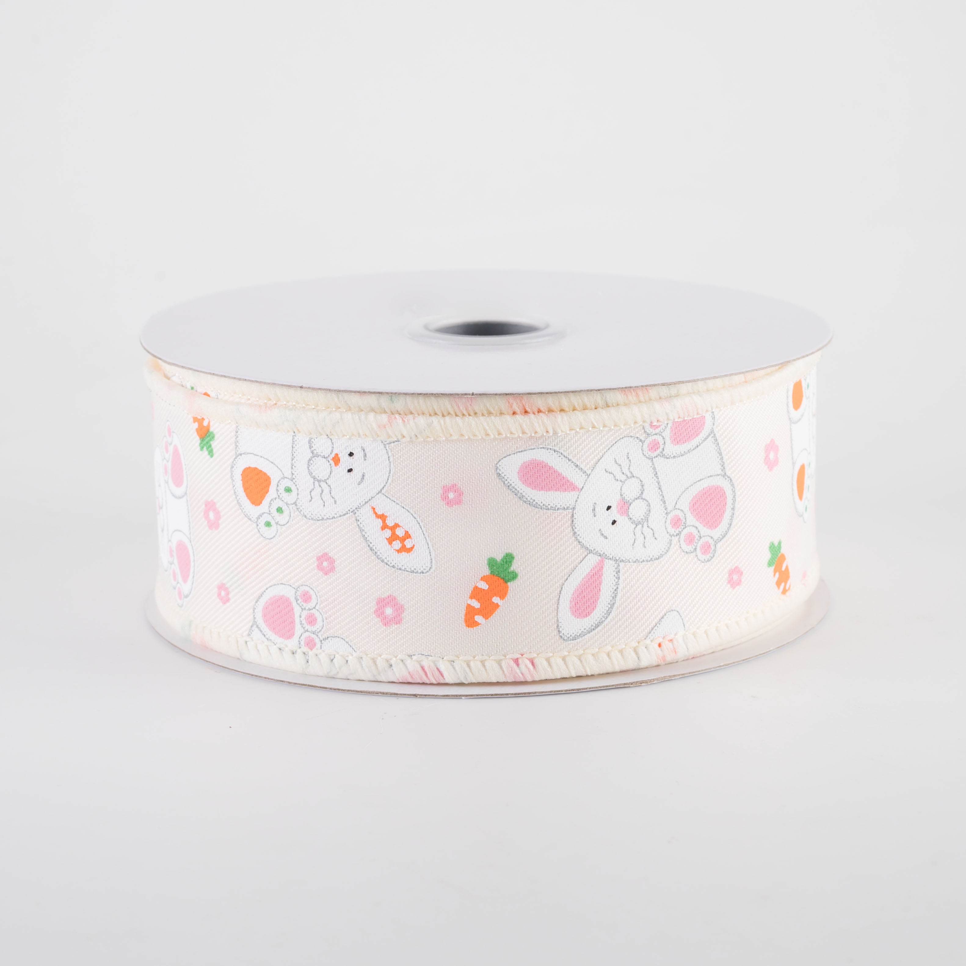 1.5" Playful Bunnies Ribbon: Ivory (10 Yards)
