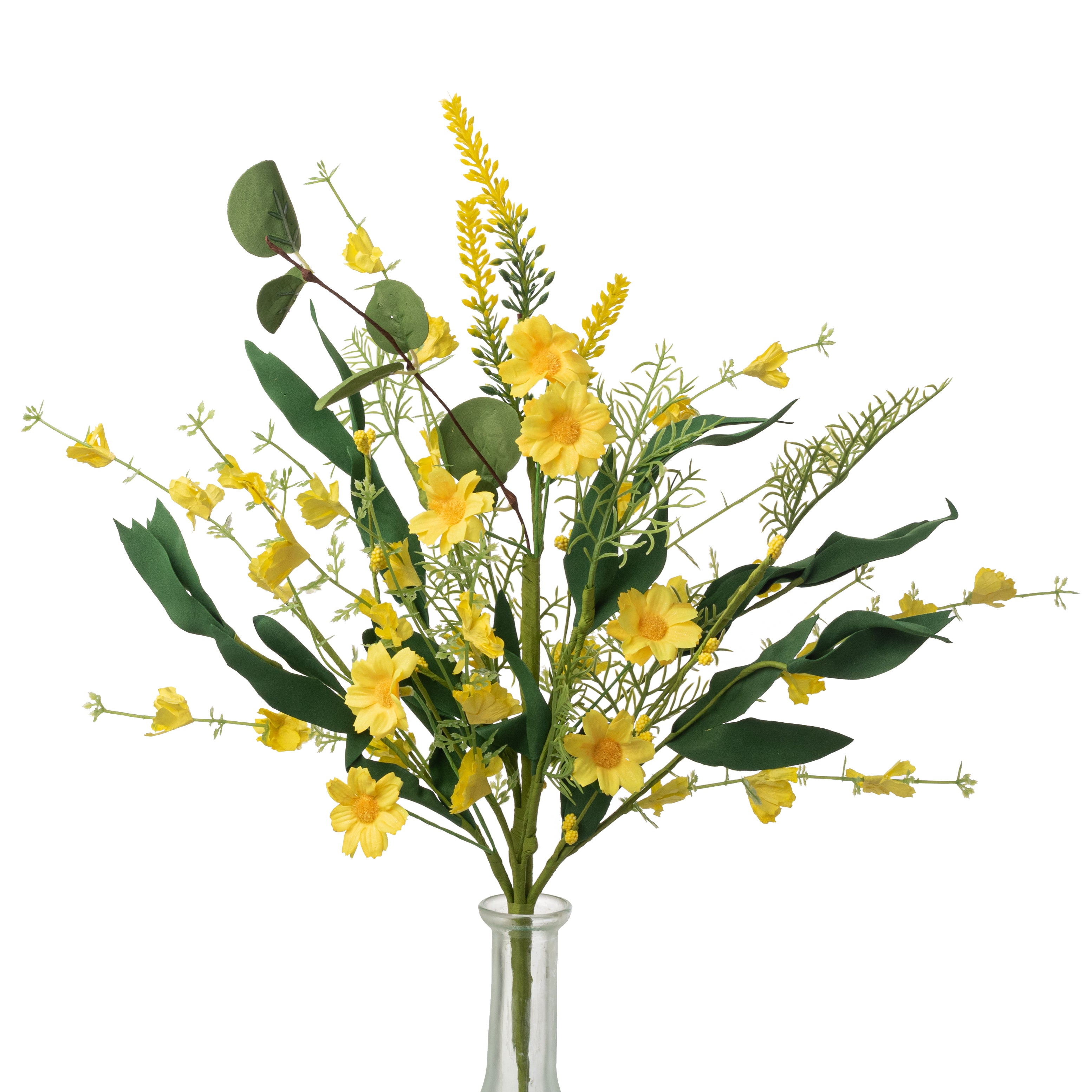 19" Wild Daylily & Leaves Spray: Yellow