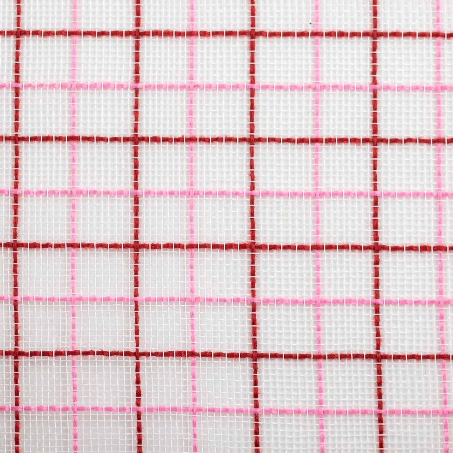 10" Fabric Fine Weave Check Mesh: White with Red & Pink