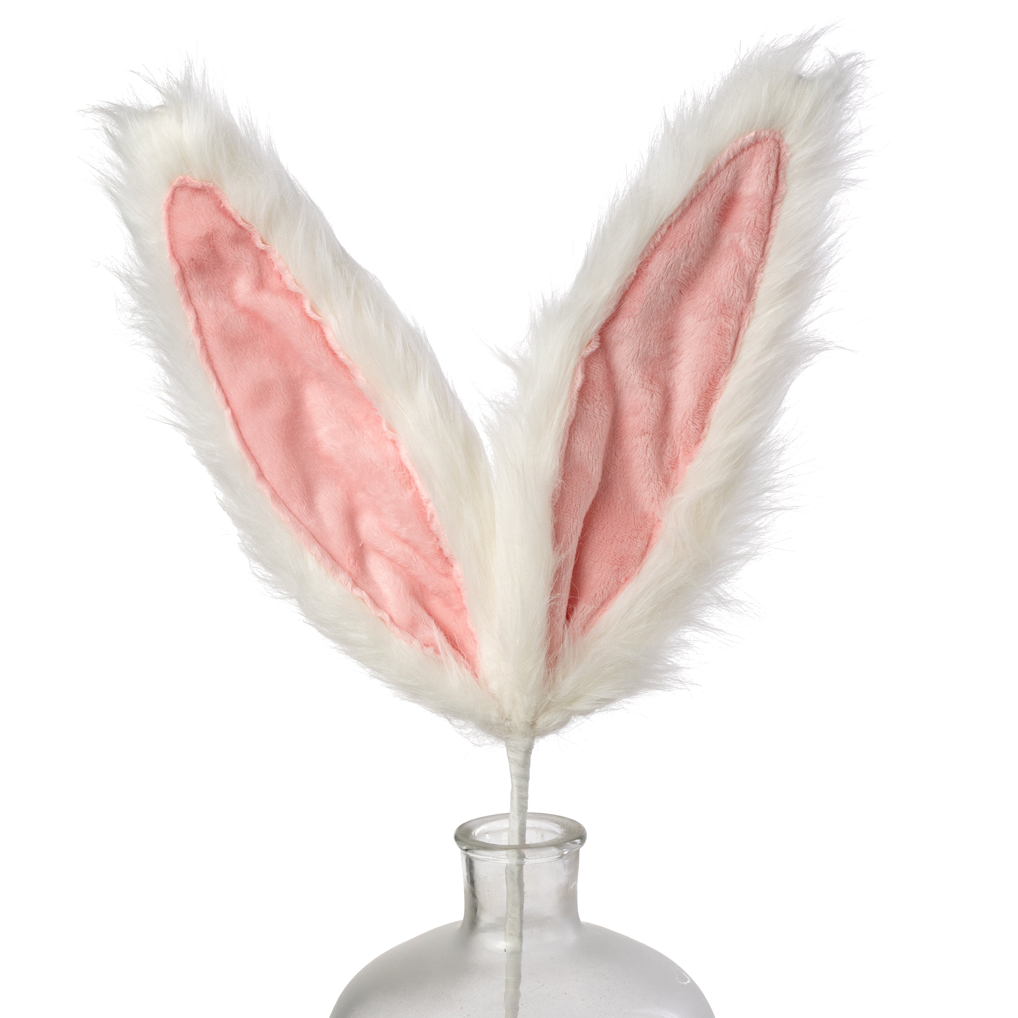 24" Plush Bunny Ears Pick: White & Pink