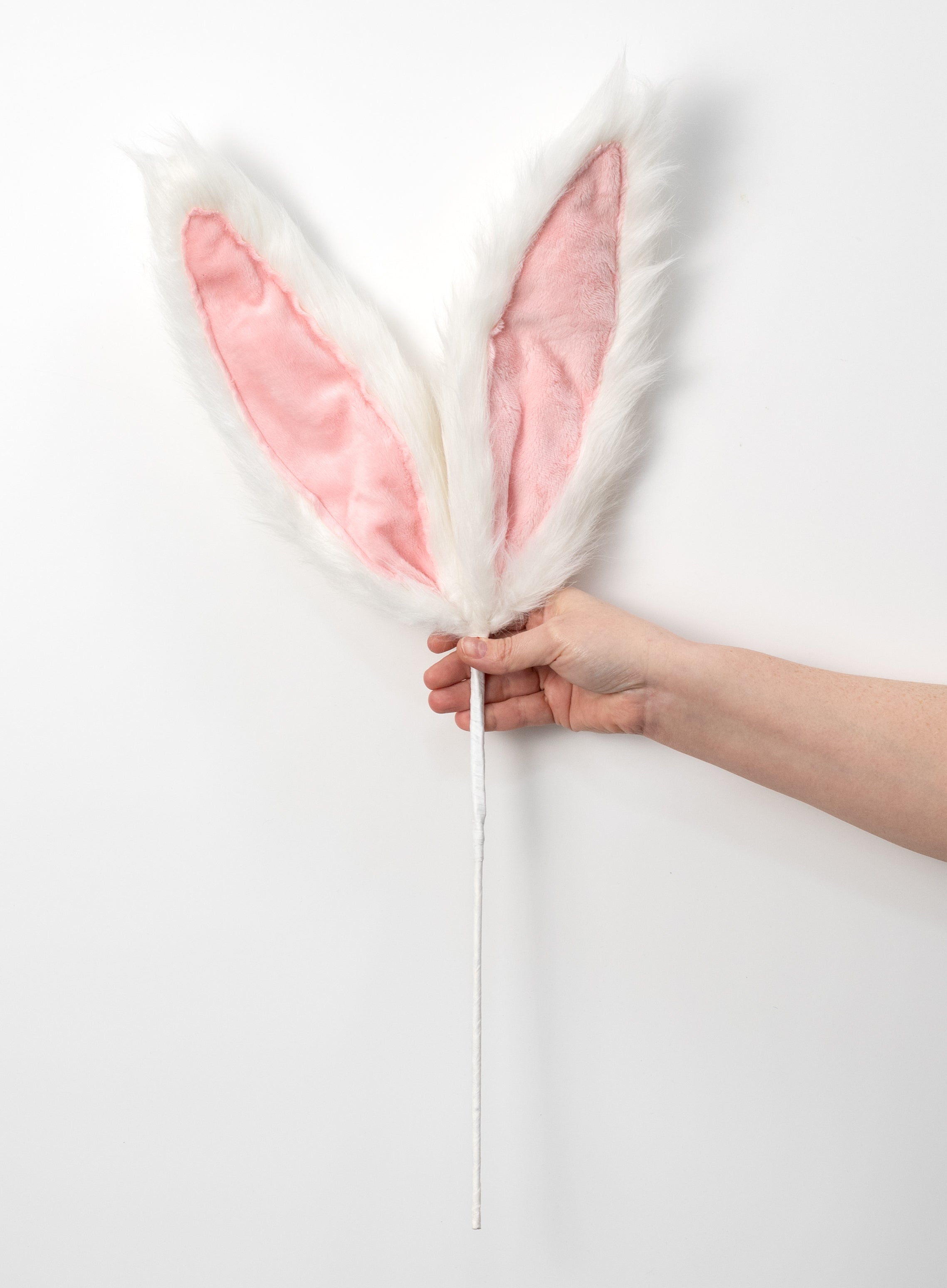 24" Plush Bunny Ears Pick: White & Pink
