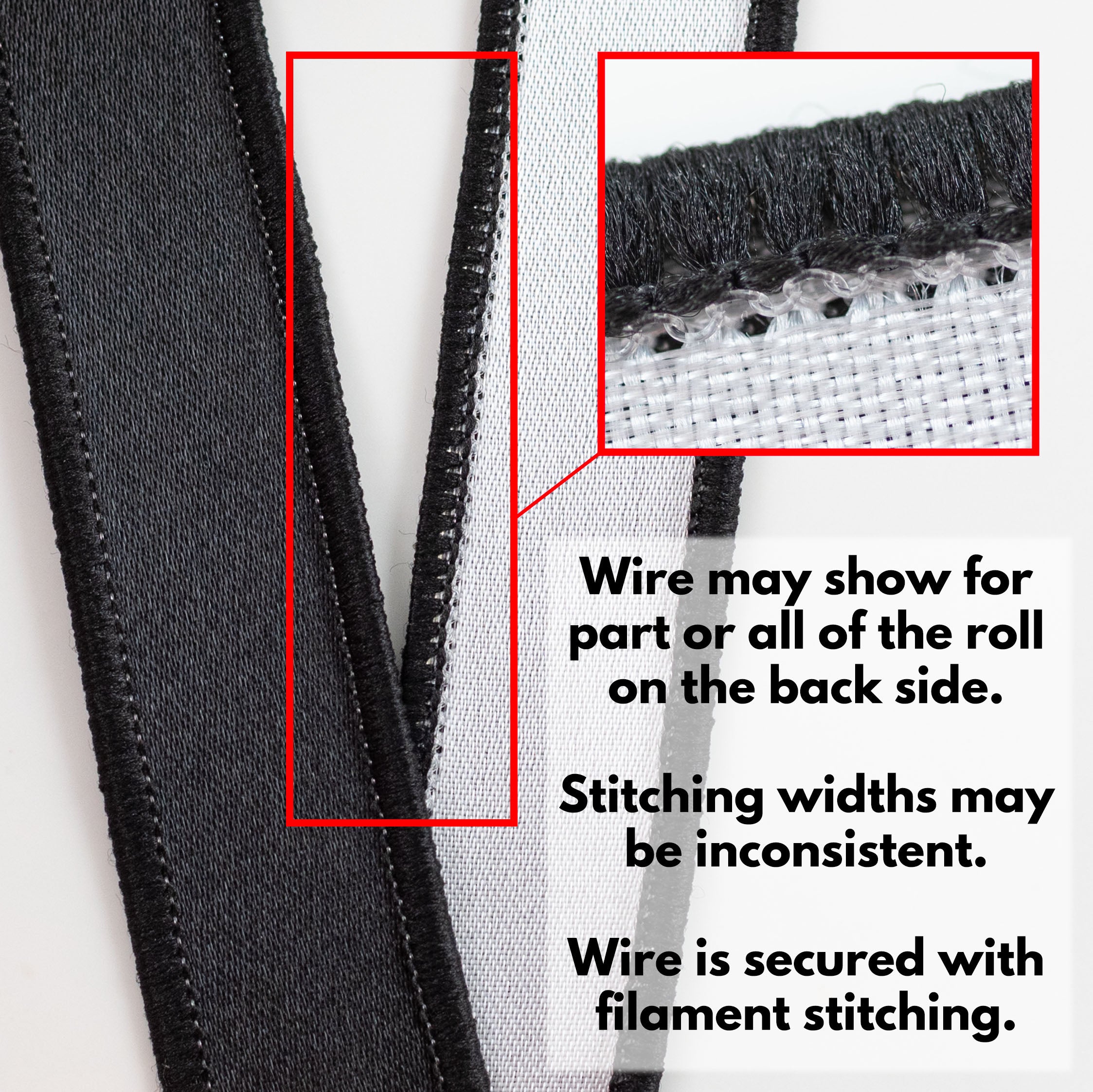 1.5" Double Sided Fused Satin Ribbon: Black & White (10 Yards)