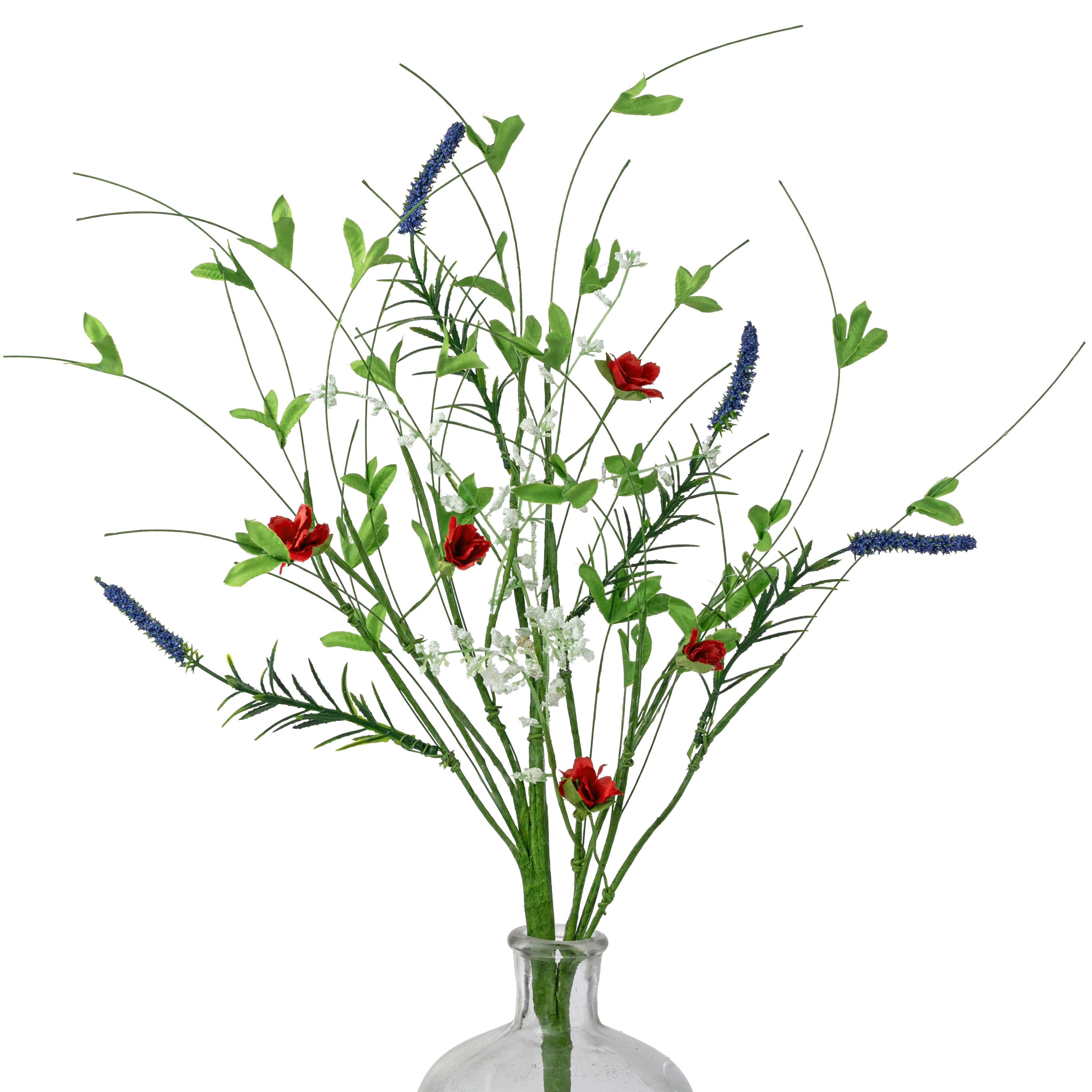 18" Wispy Wildflower Filler Pick: Red, White & Blue