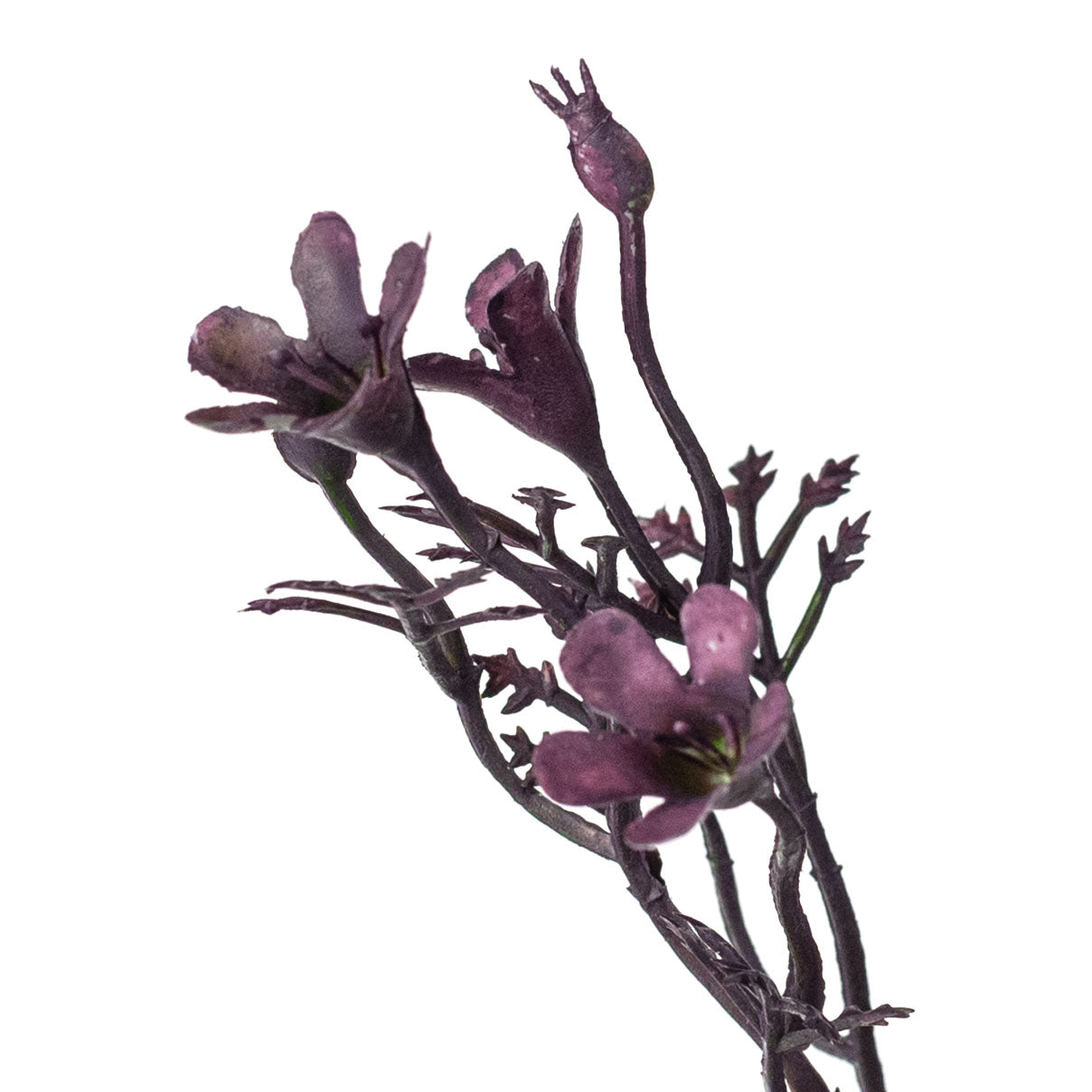 14" Plastic Wax Flower Bush: Purple