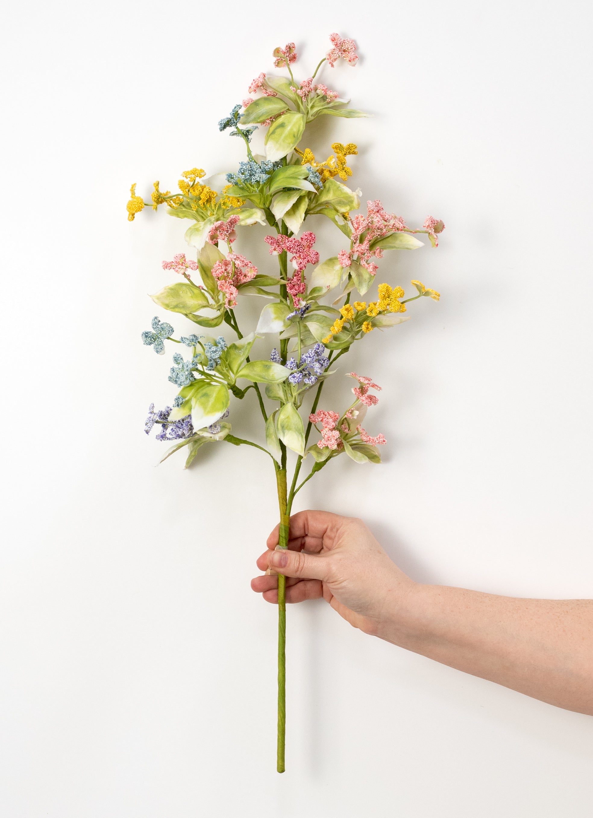 24" Beaded Mixed Flower Spray: Pastel Multicolor