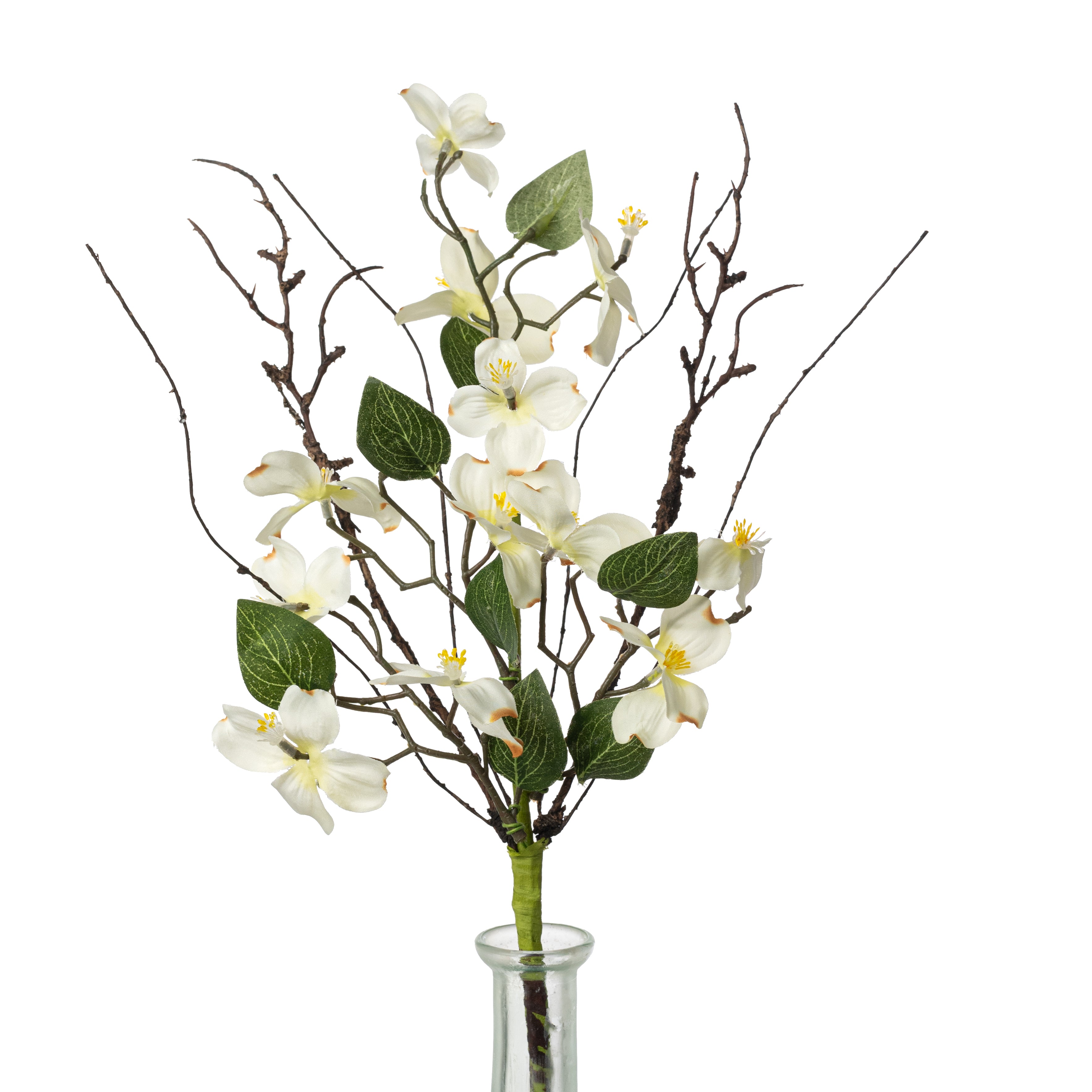16" Dogwood Flowers & Twigs Pick: Cream