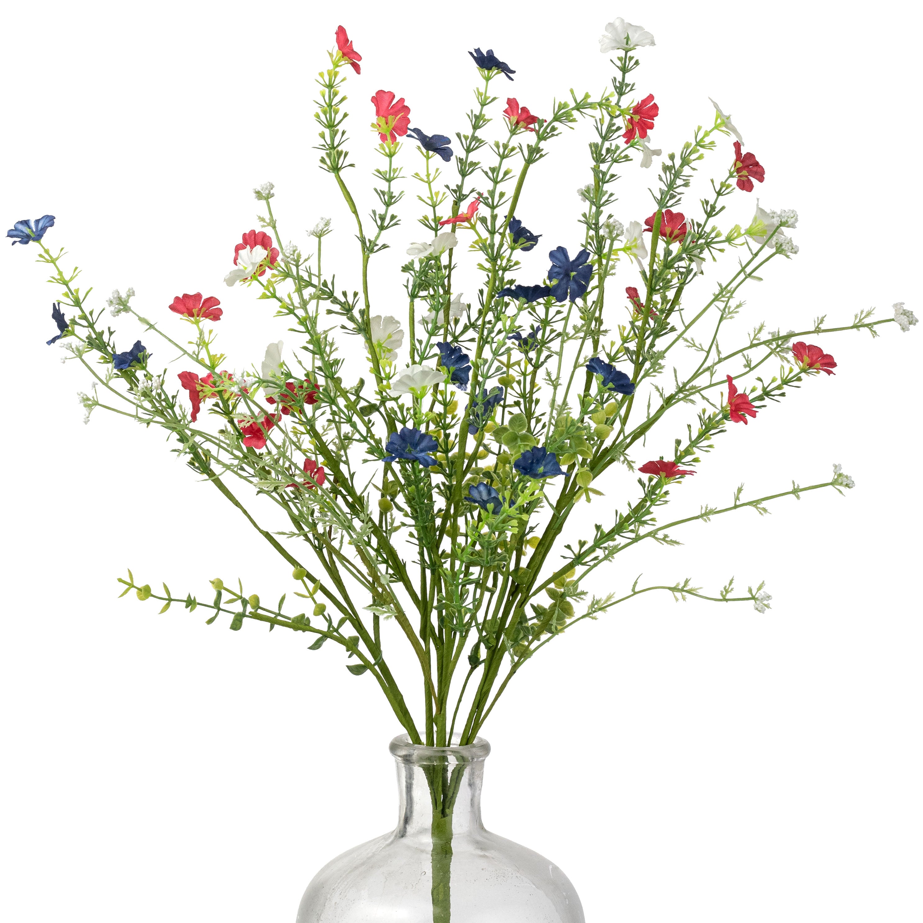 21" Fabric Wildflower Filler Spray: Red, White & Blue