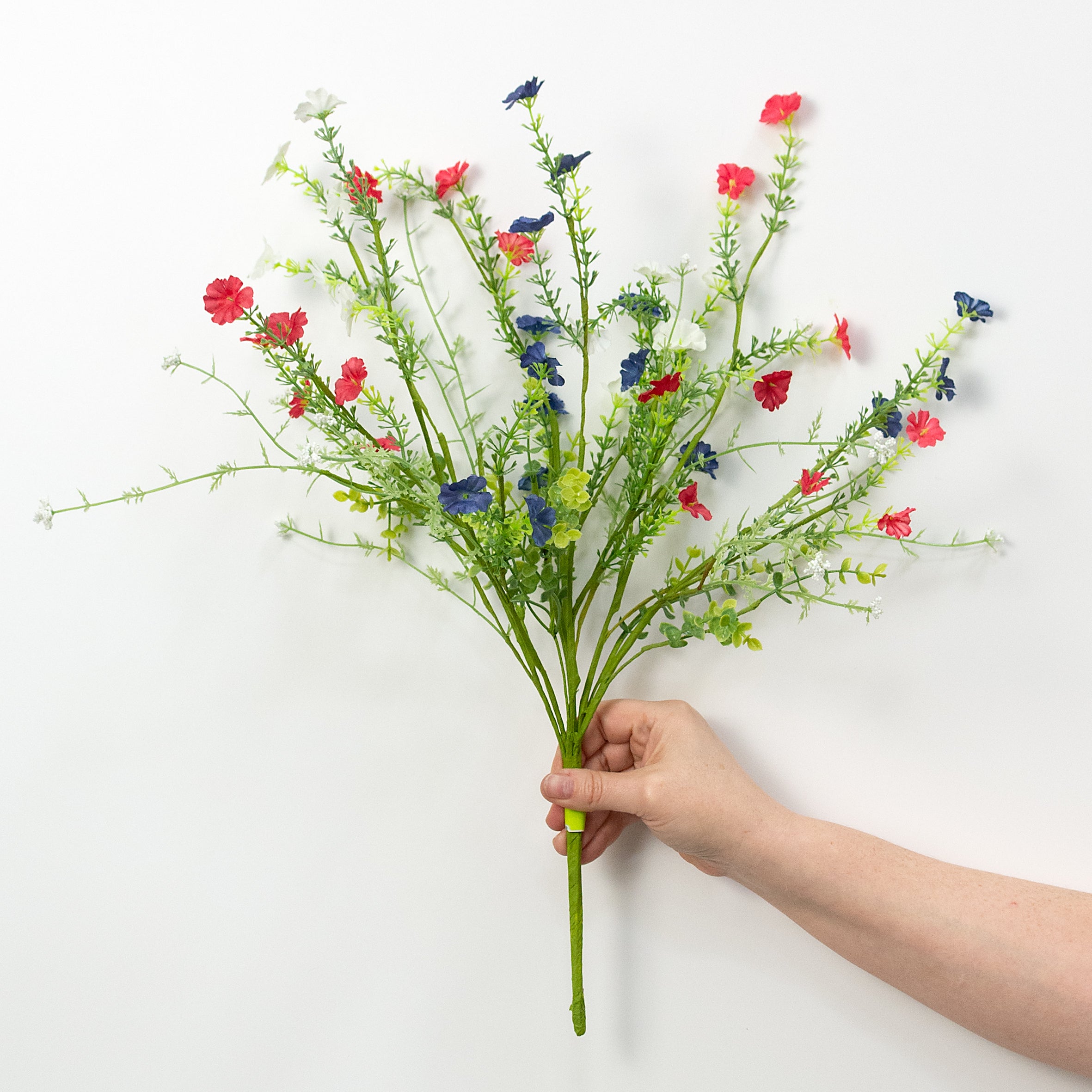 21" Fabric Wildflower Filler Spray: Red, White & Blue