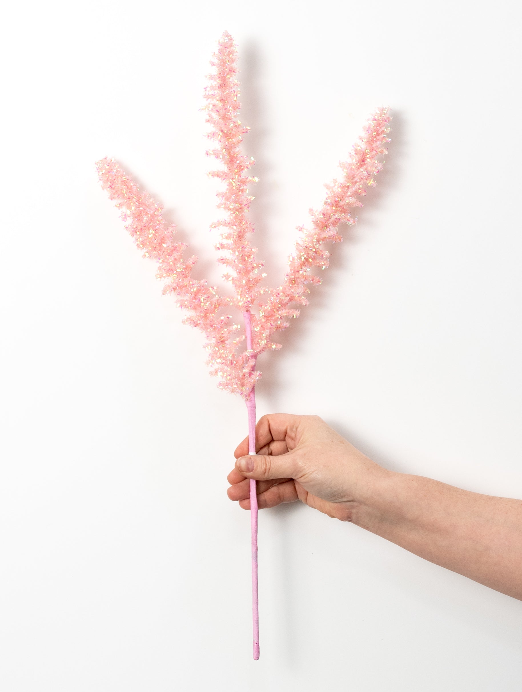 18" Foil Sea Coral Spike Spray: Iridescent Petal Pink