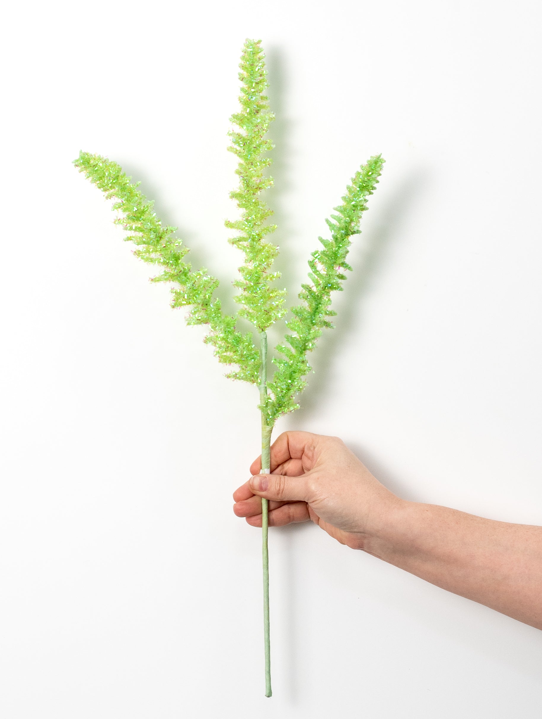 18" Foil Sea Coral Spike Spray: Iridescent Spring Green