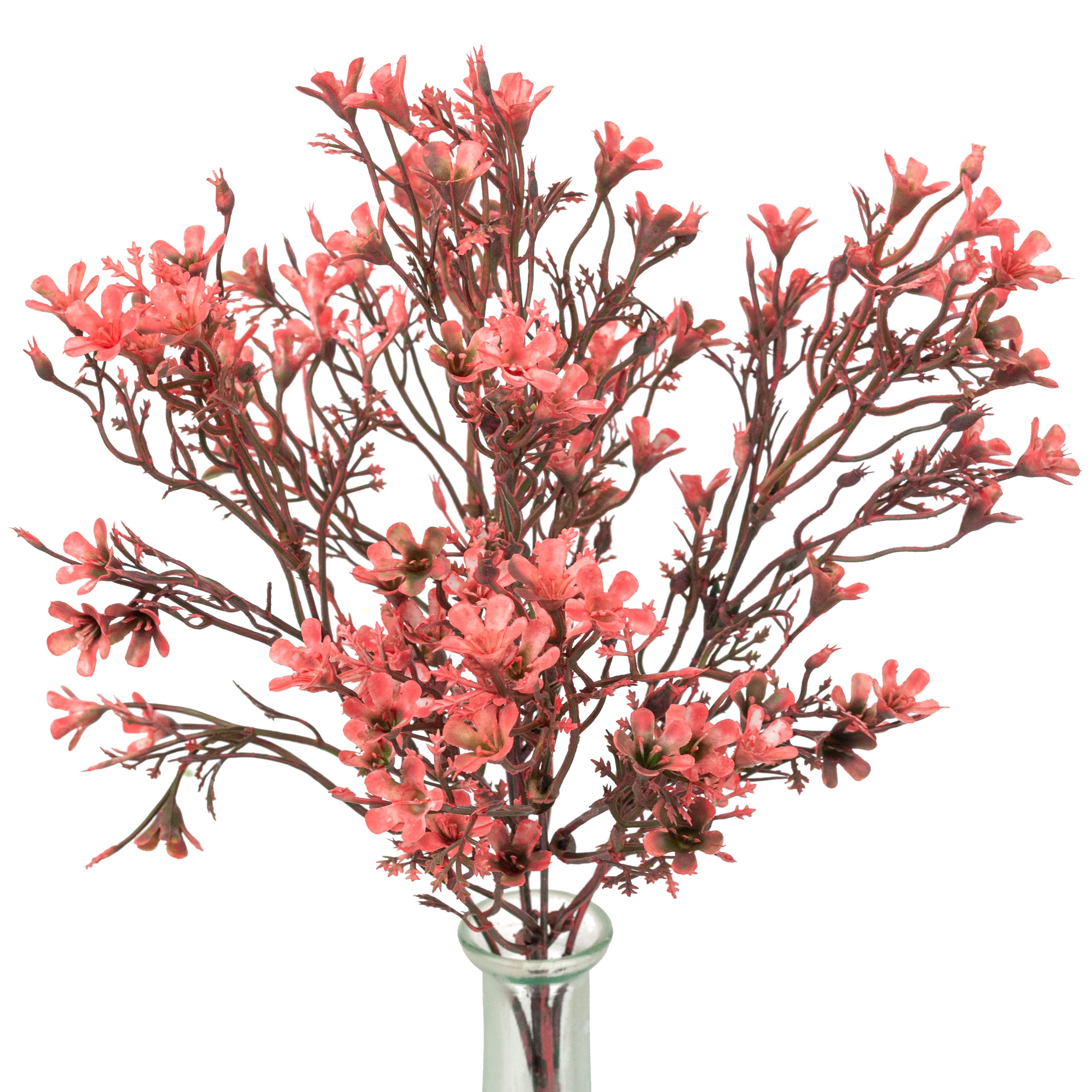 14" Plastic Wax Flower Bush: Pink