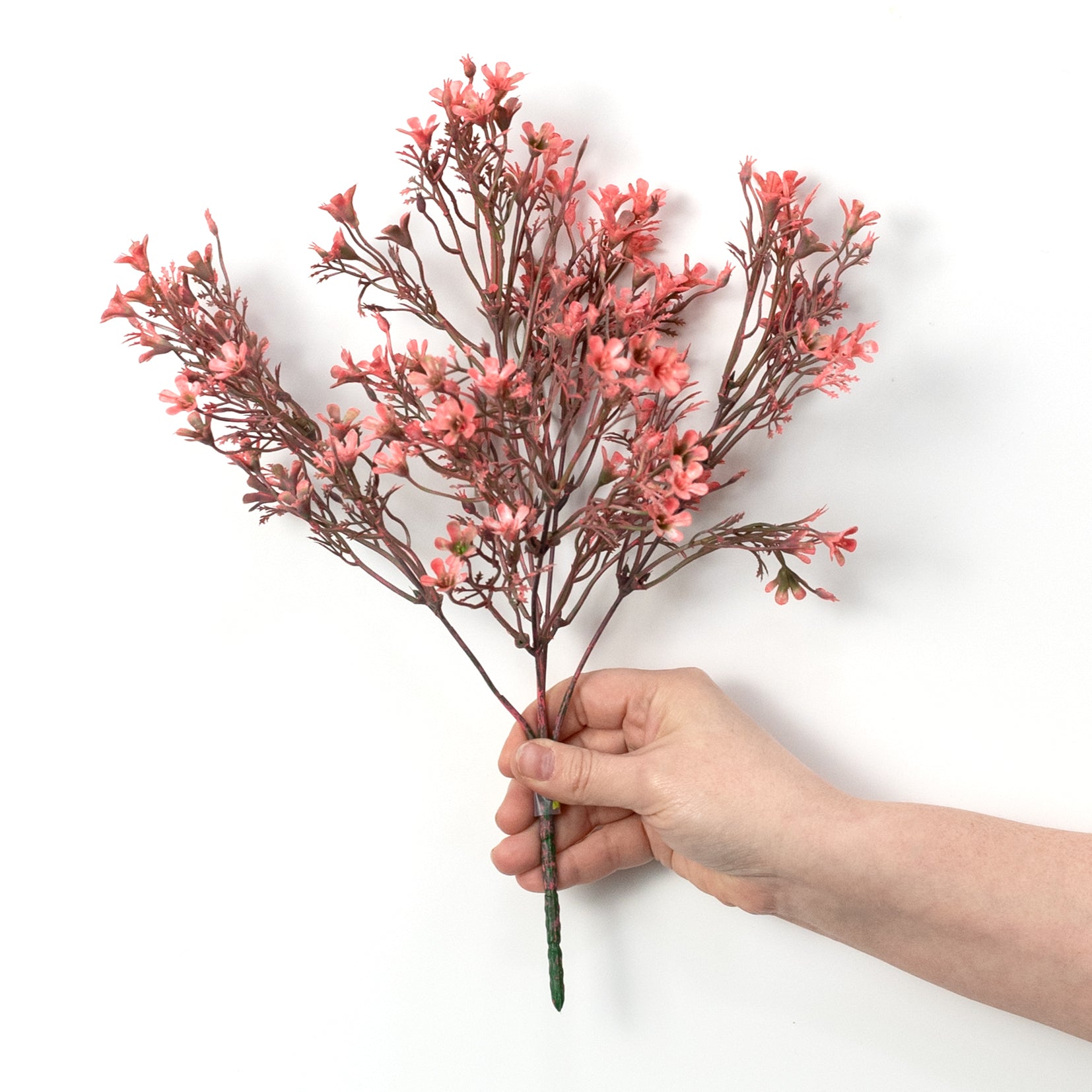 14" Plastic Wax Flower Bush: Pink