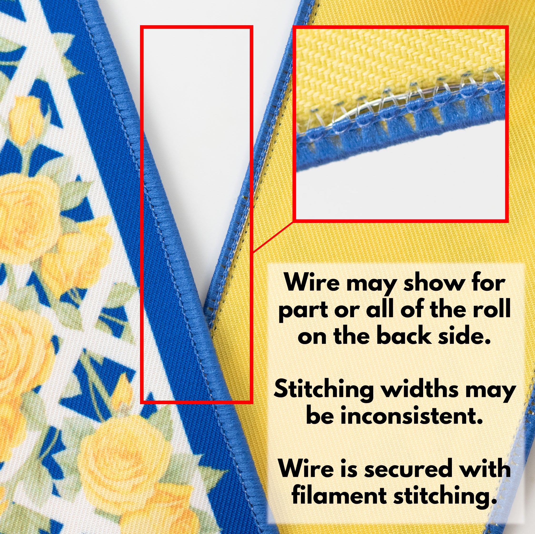 2.5" Double Sided Fused Rose Trellis Ribbon: Blue & Yellow (10 Yards)