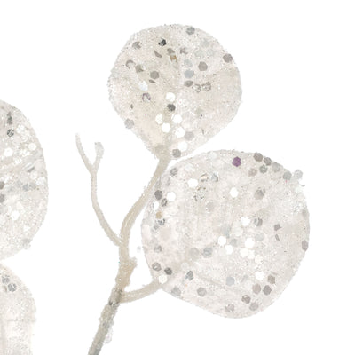 28" Glitter Silver Dollar Eucalyptus Spray: White