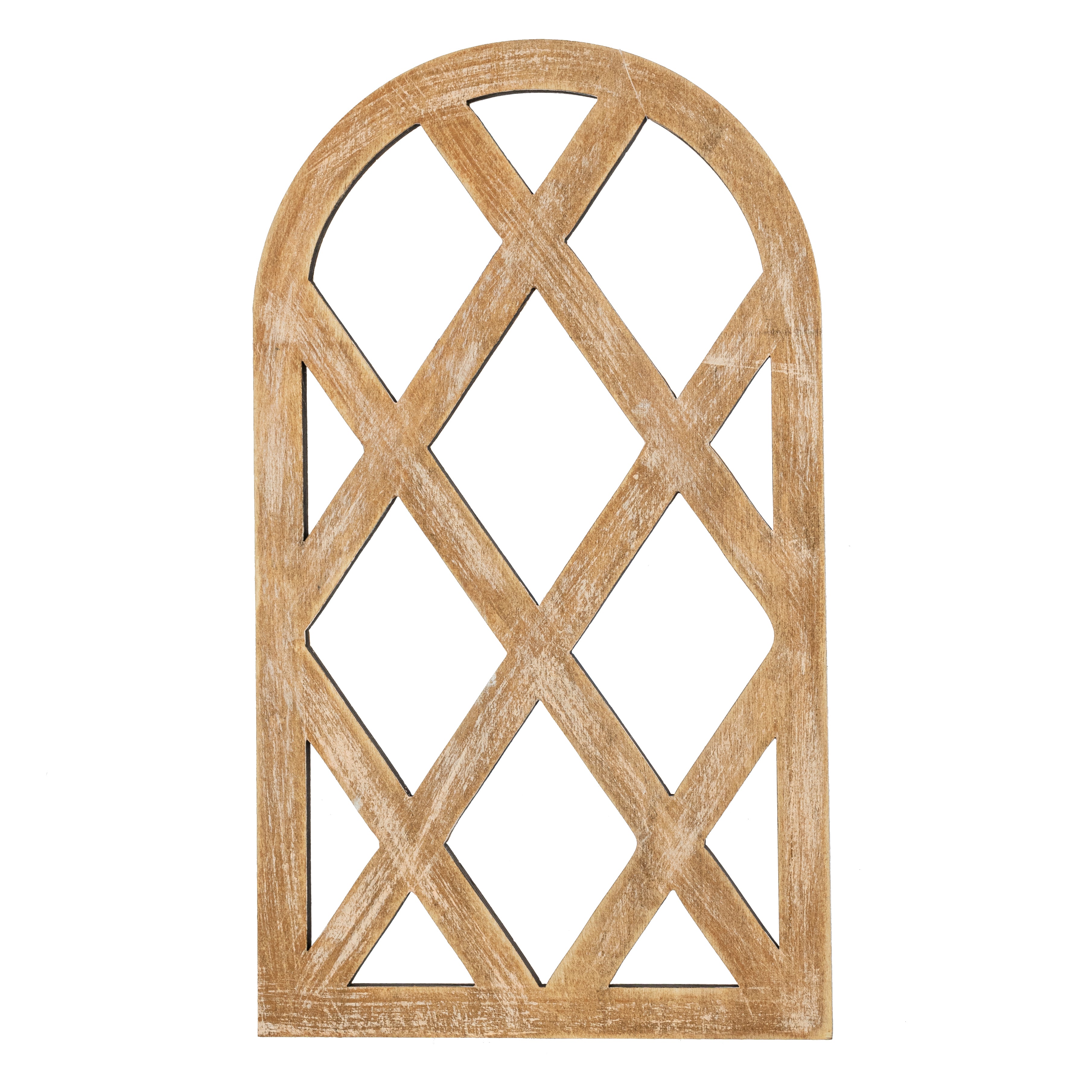 20" Decorative Wood Arched Lattice Window: Antique Beige