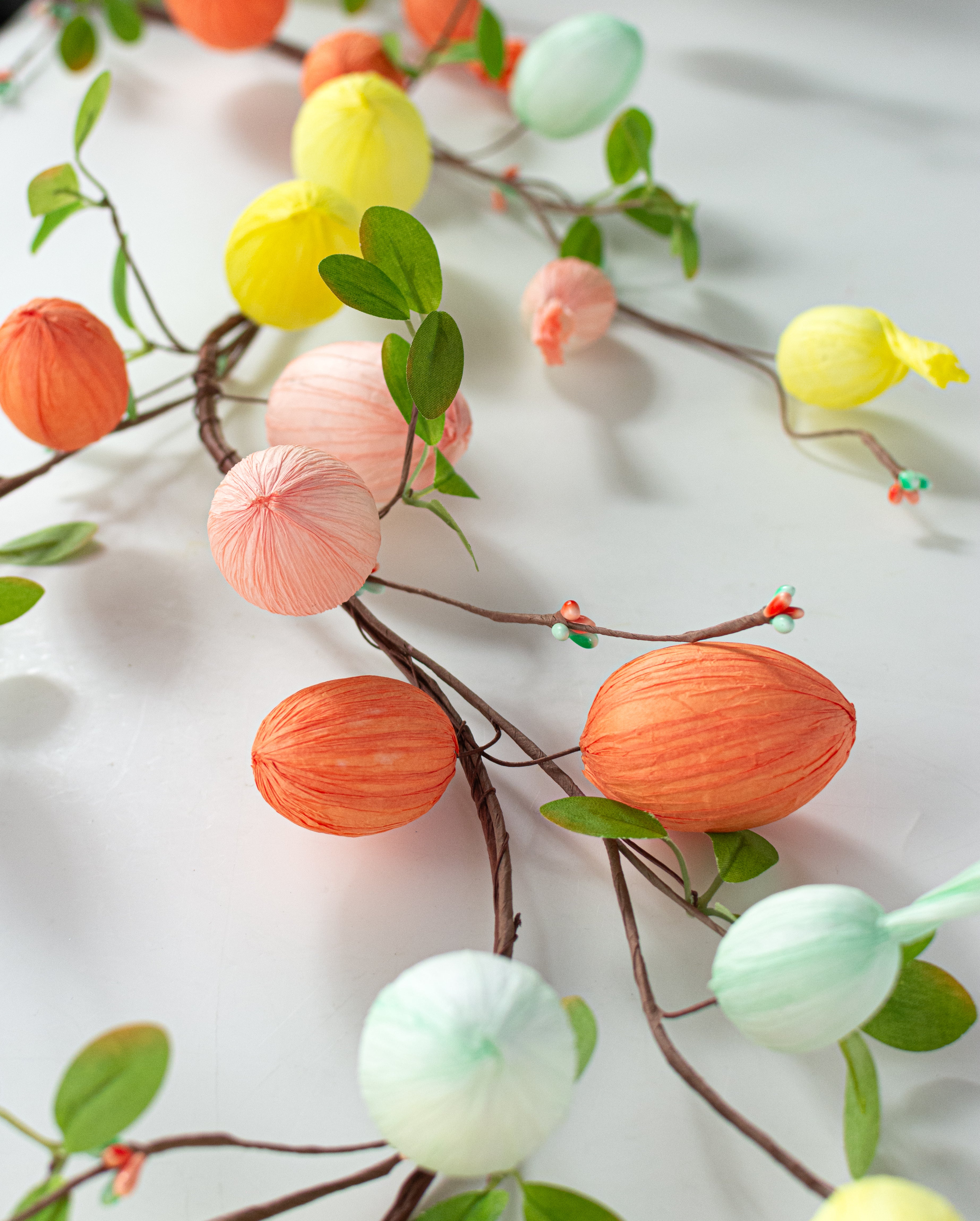 74" Paper Easter Eggs & Leaves Garland