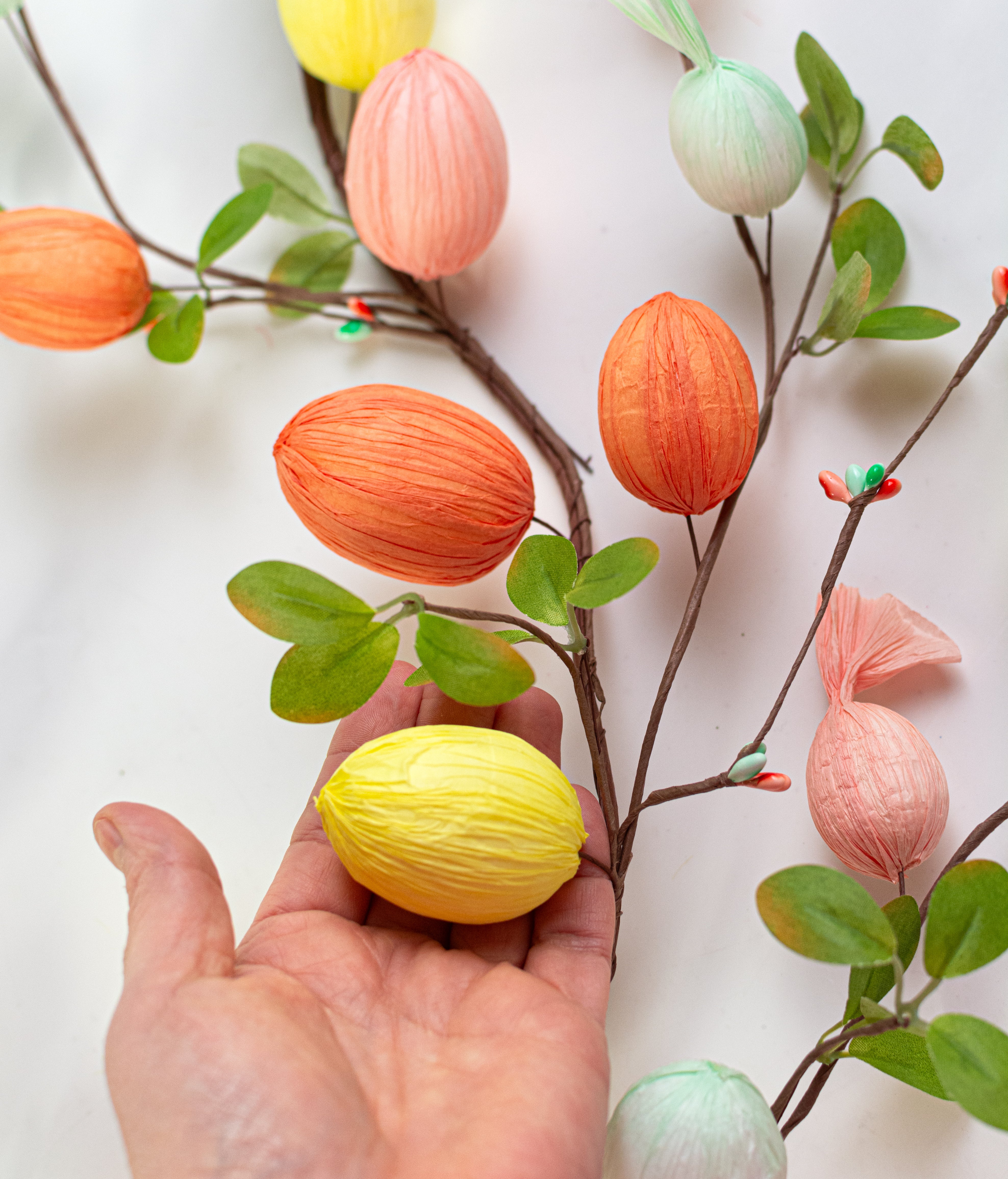 74" Paper Easter Eggs & Leaves Garland