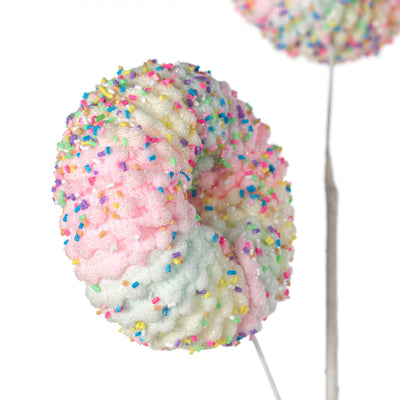 26" Puff Chenille Sprinkle Donut Spray: Pastel