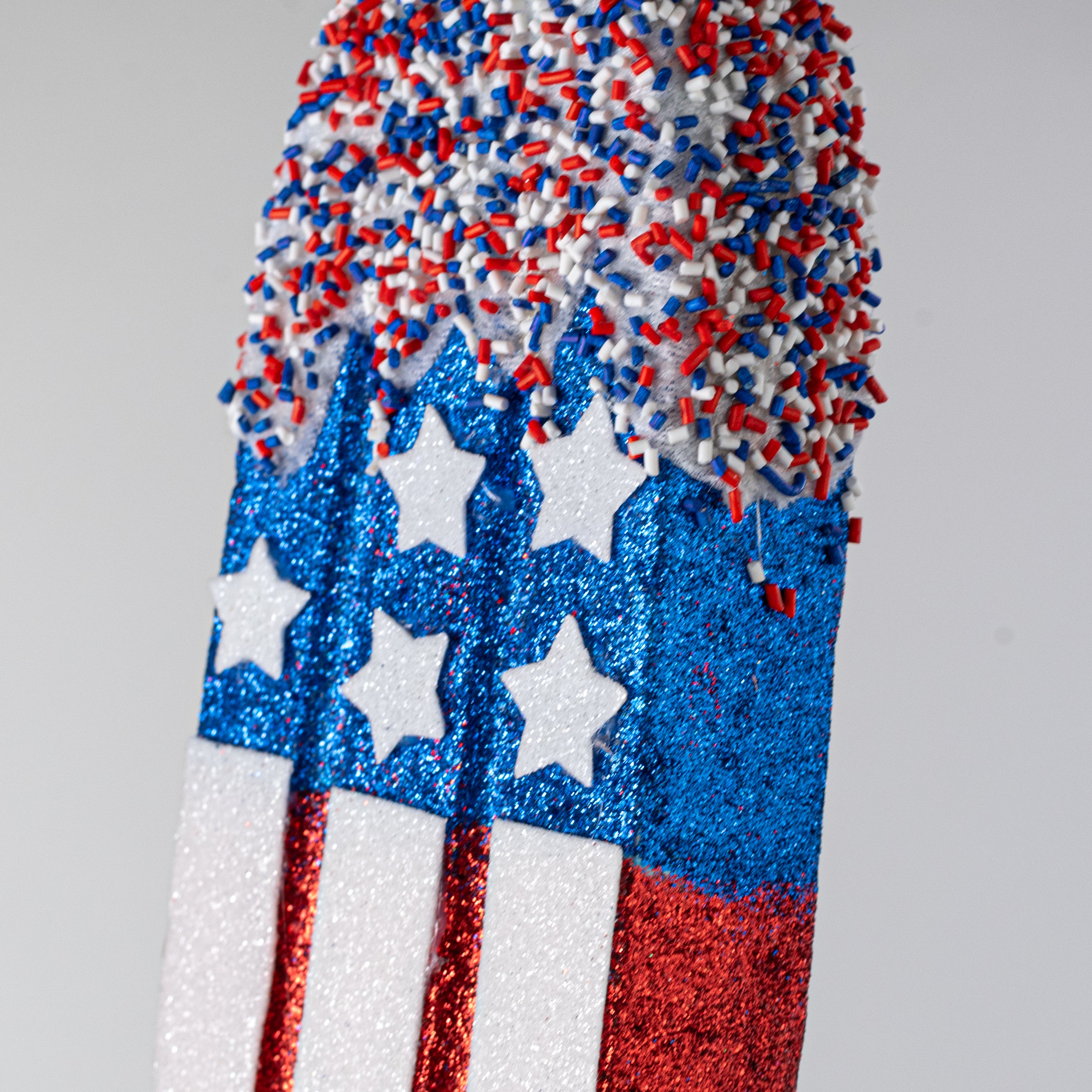 21" Stars & Stripes Sprinkle Popsicle Pick: Red, White & Blue
