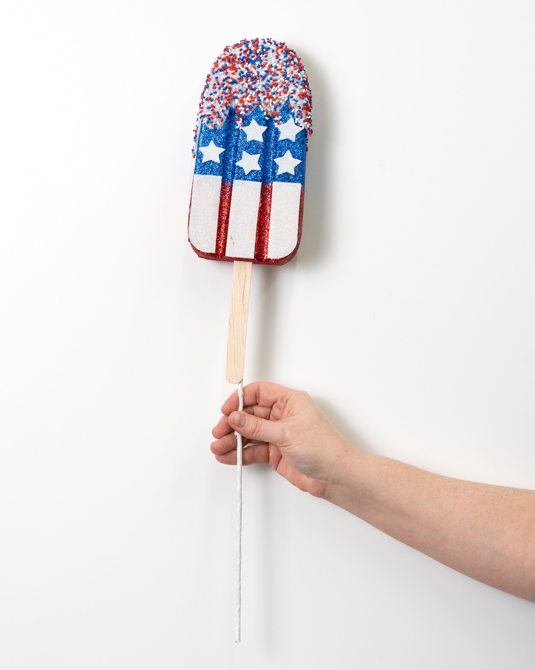 21" Stars & Stripes Sprinkle Popsicle Pick: Red, White & Blue