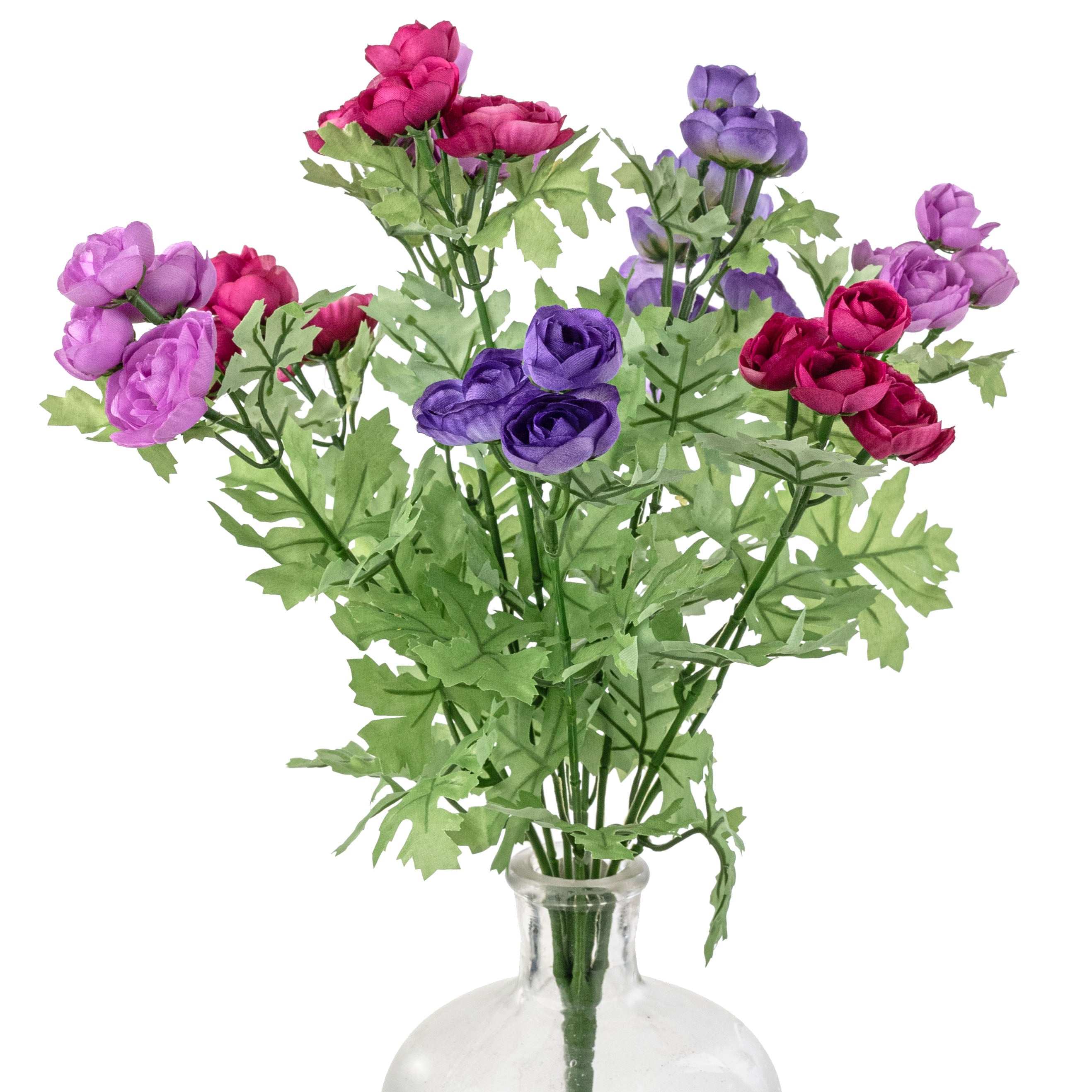 16" Mini Ranunculus Bush: Purple, Lavender & Fuchsia (9 Stem)