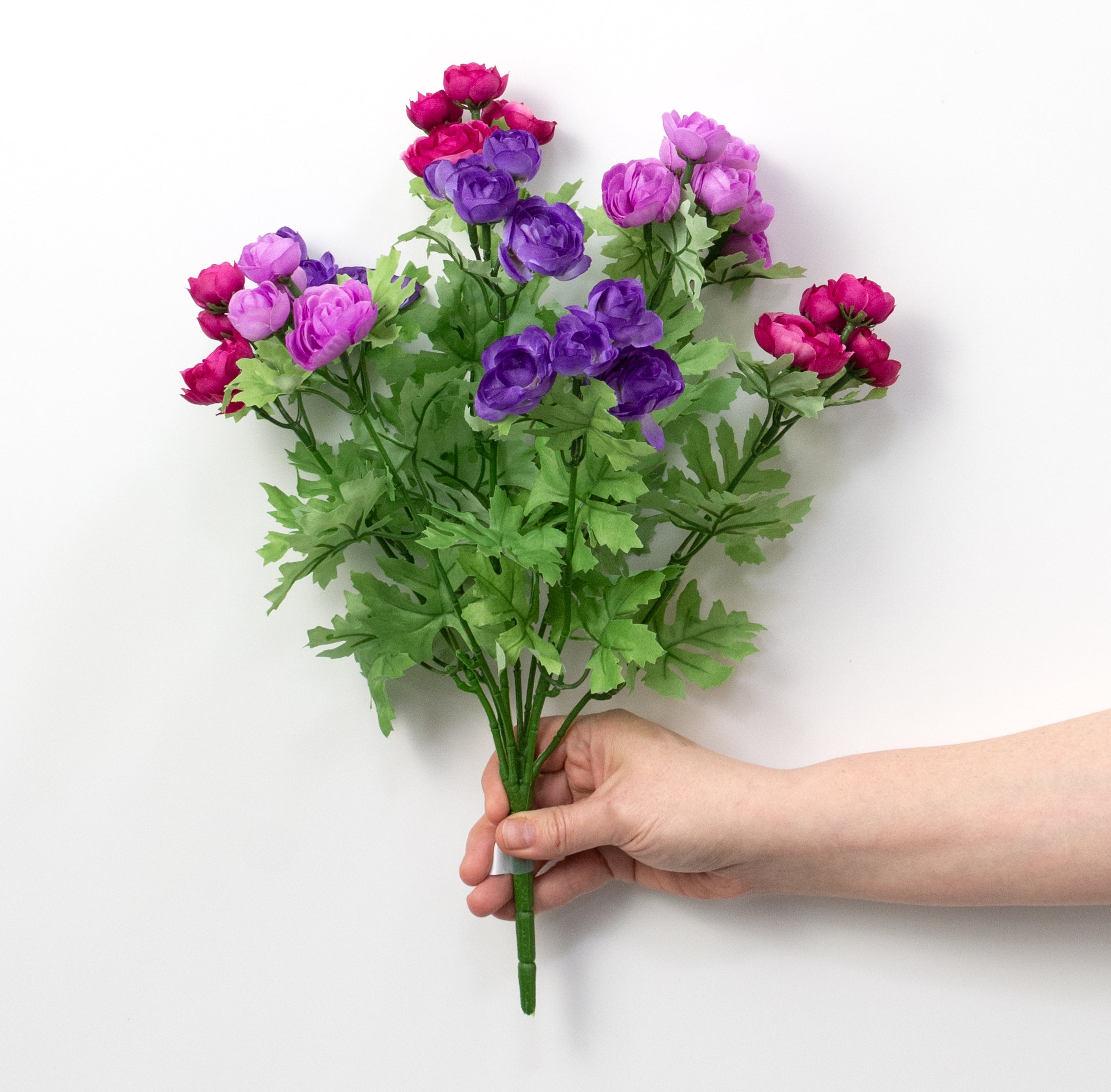 16" Mini Ranunculus Bush: Purple, Lavender & Fuchsia (9 Stem)