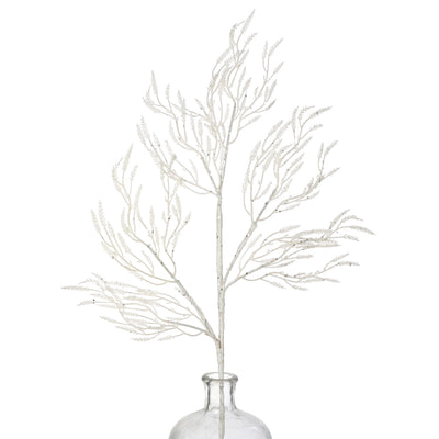 28" Glittered Wild Twigs Spray: White
