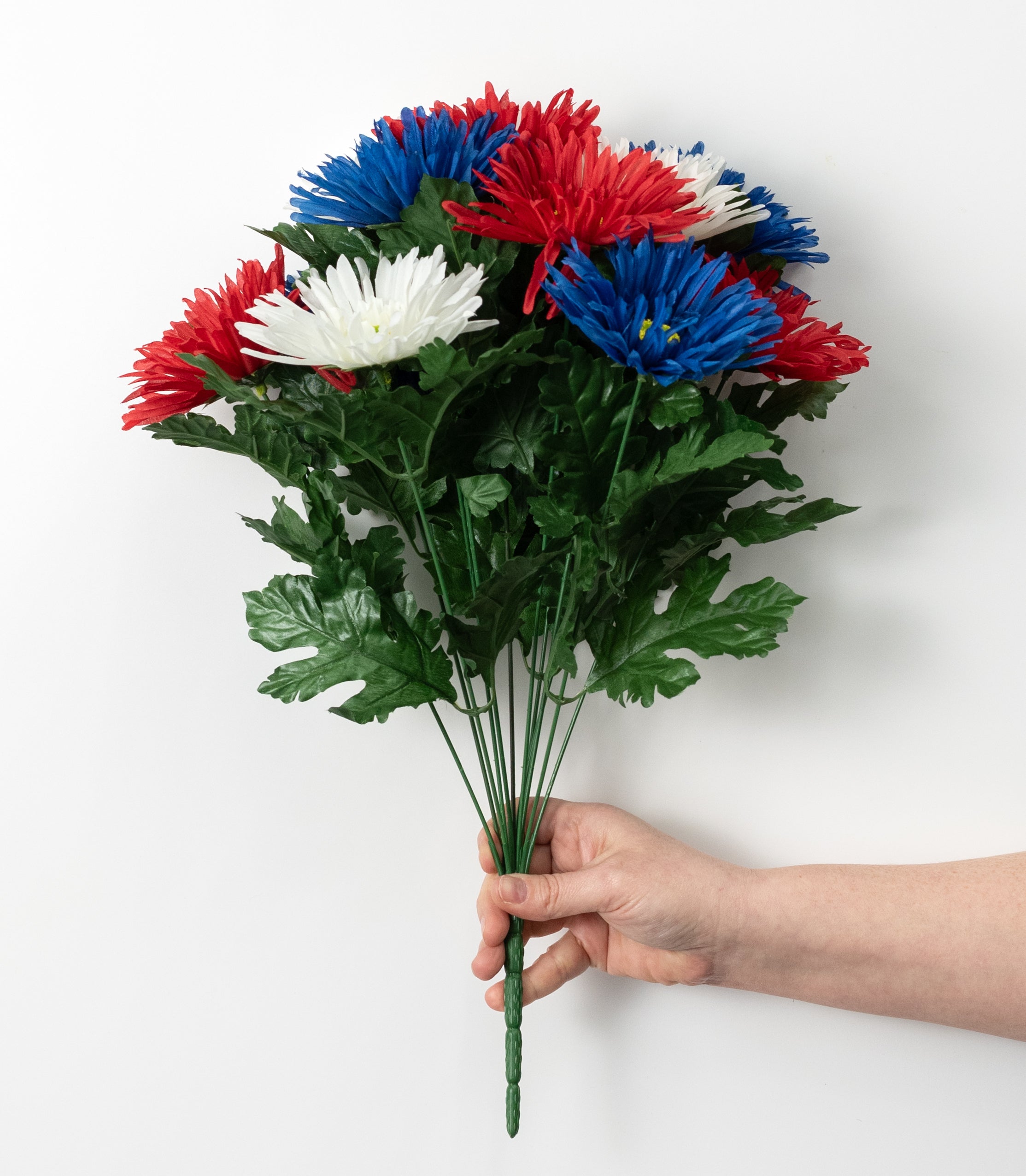 19" Daisy Mum Bush: Red, White & Blue (12 Stem)