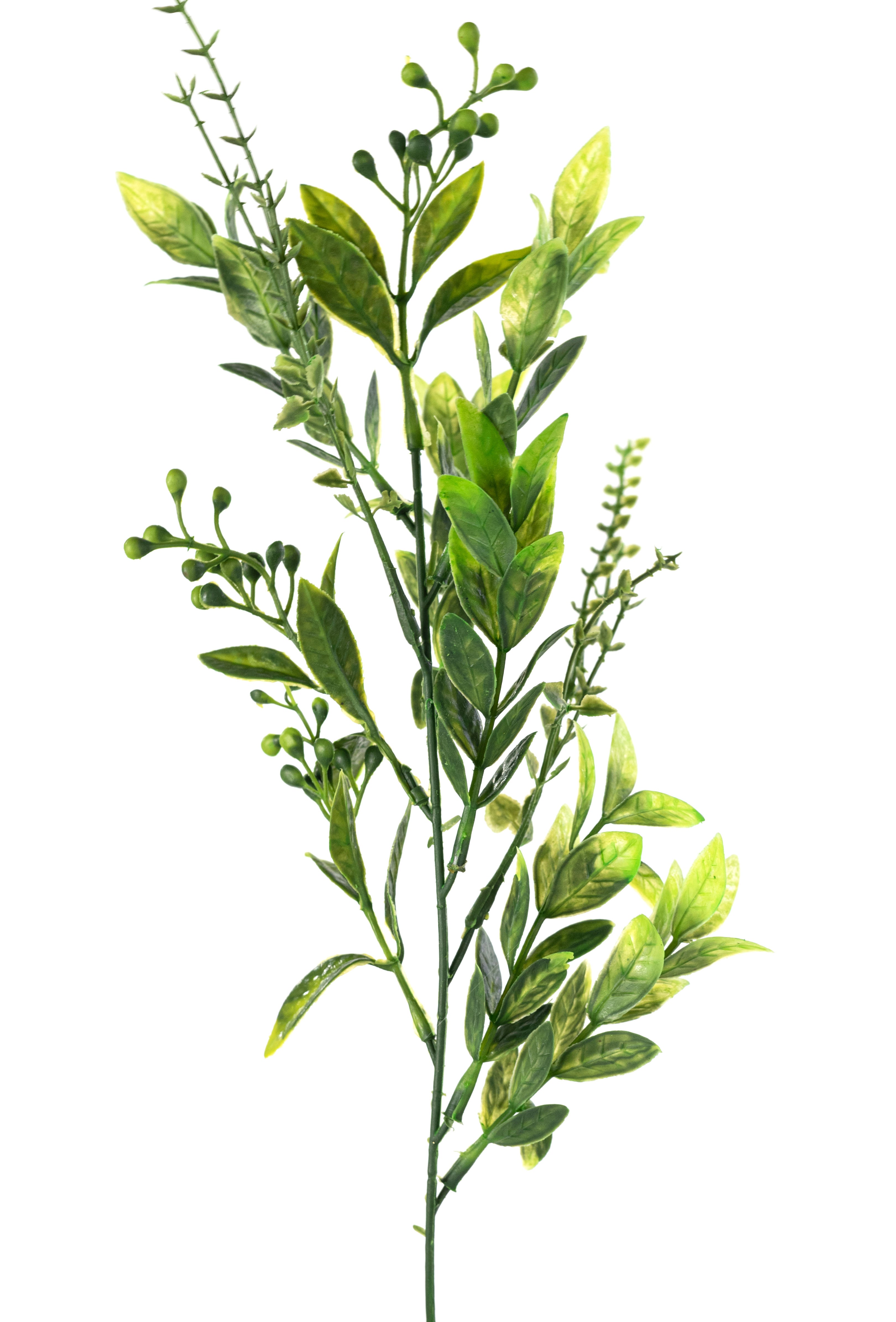 20" Mixed Plastic Button Fern & Greenery Bush (7 Stem)