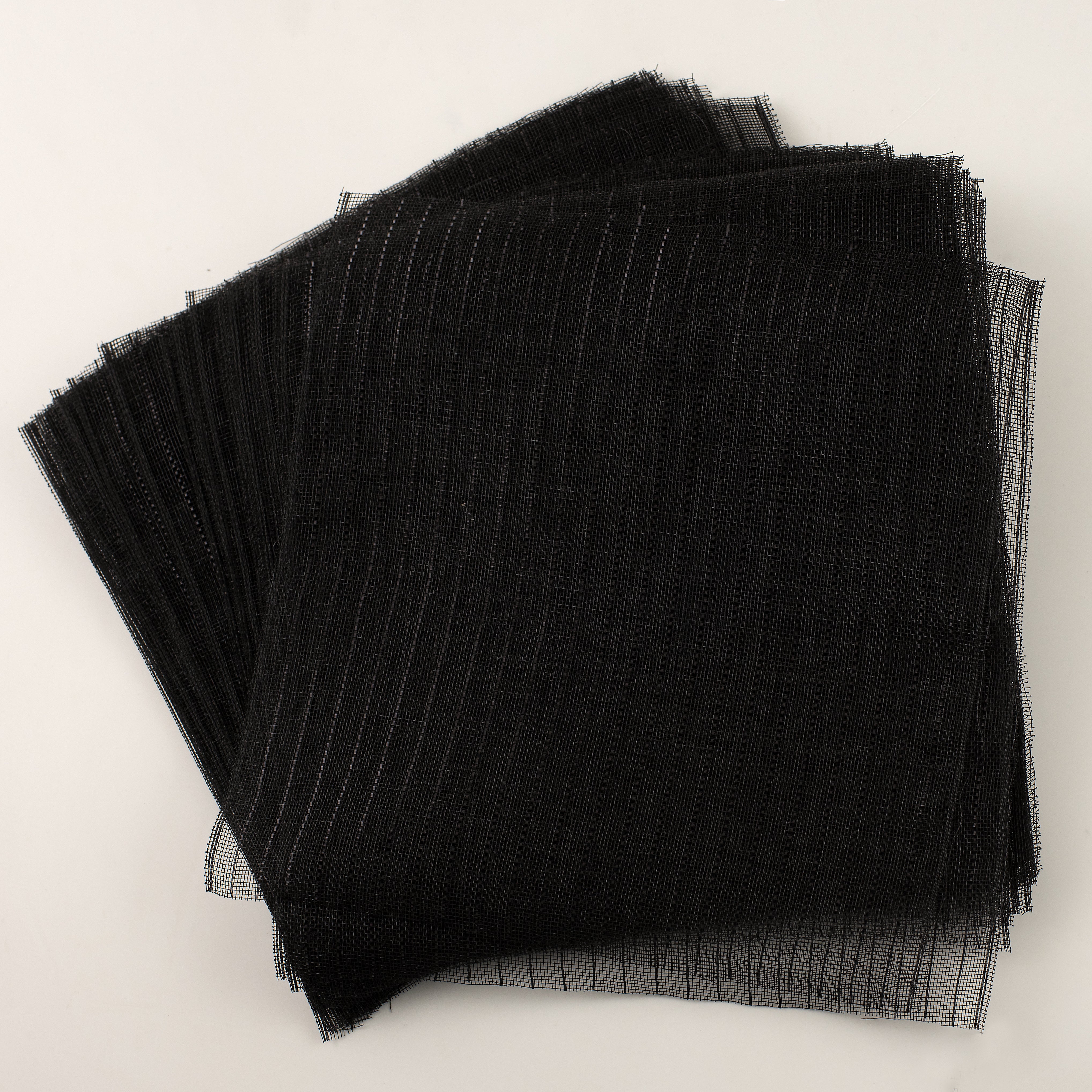 10.5" Square Pre-Cut Fine Weave Deco Mesh Sheets: Metallic Black (40)