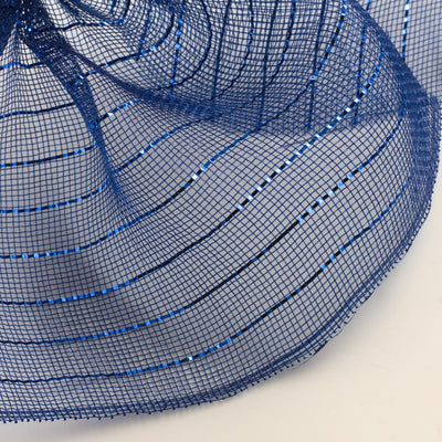 10.5" Square Pre-Cut Fine Weave Deco Mesh Sheets: Metallic Royal & Navy (40)
