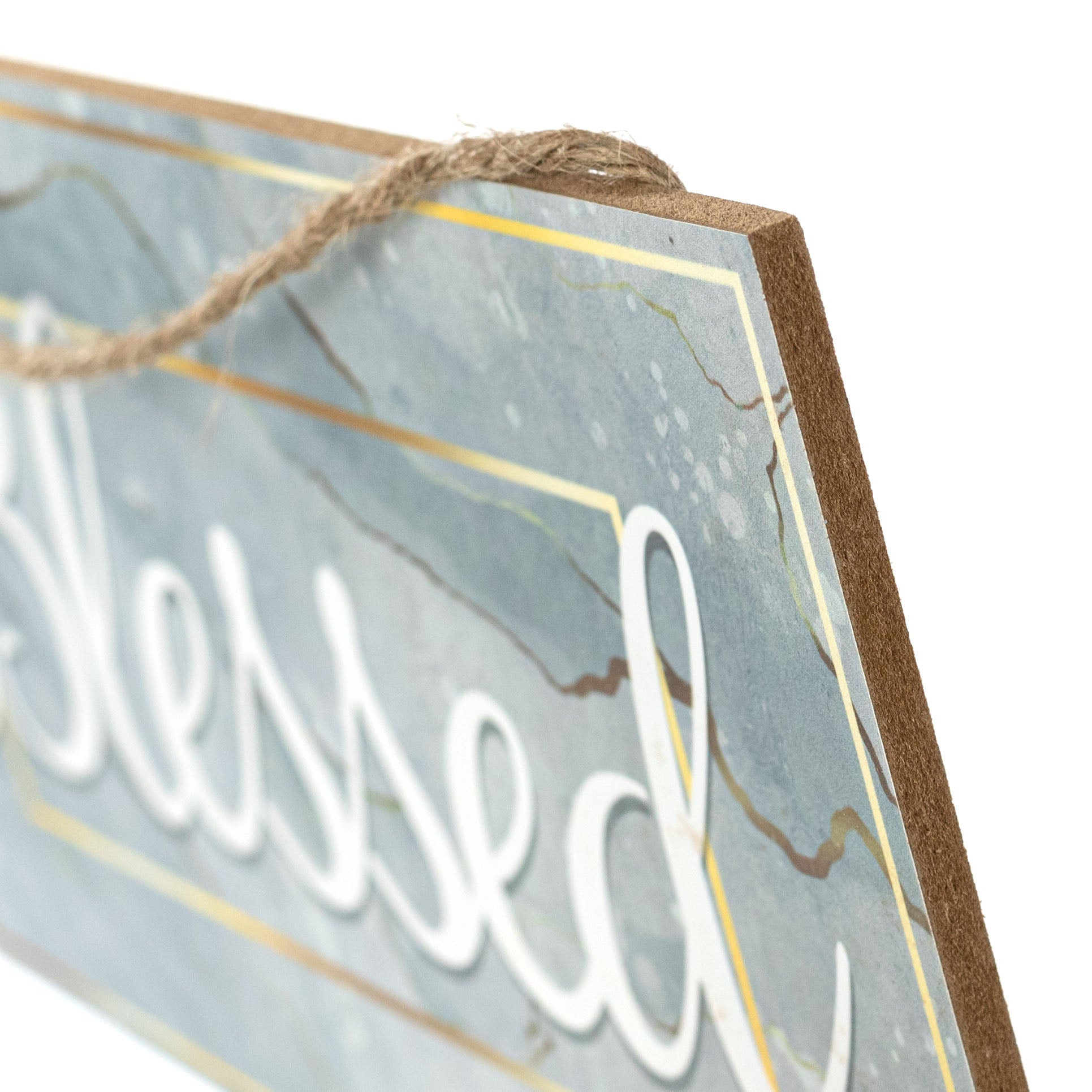 12" Wooden Sign: Grey Marble Blessed