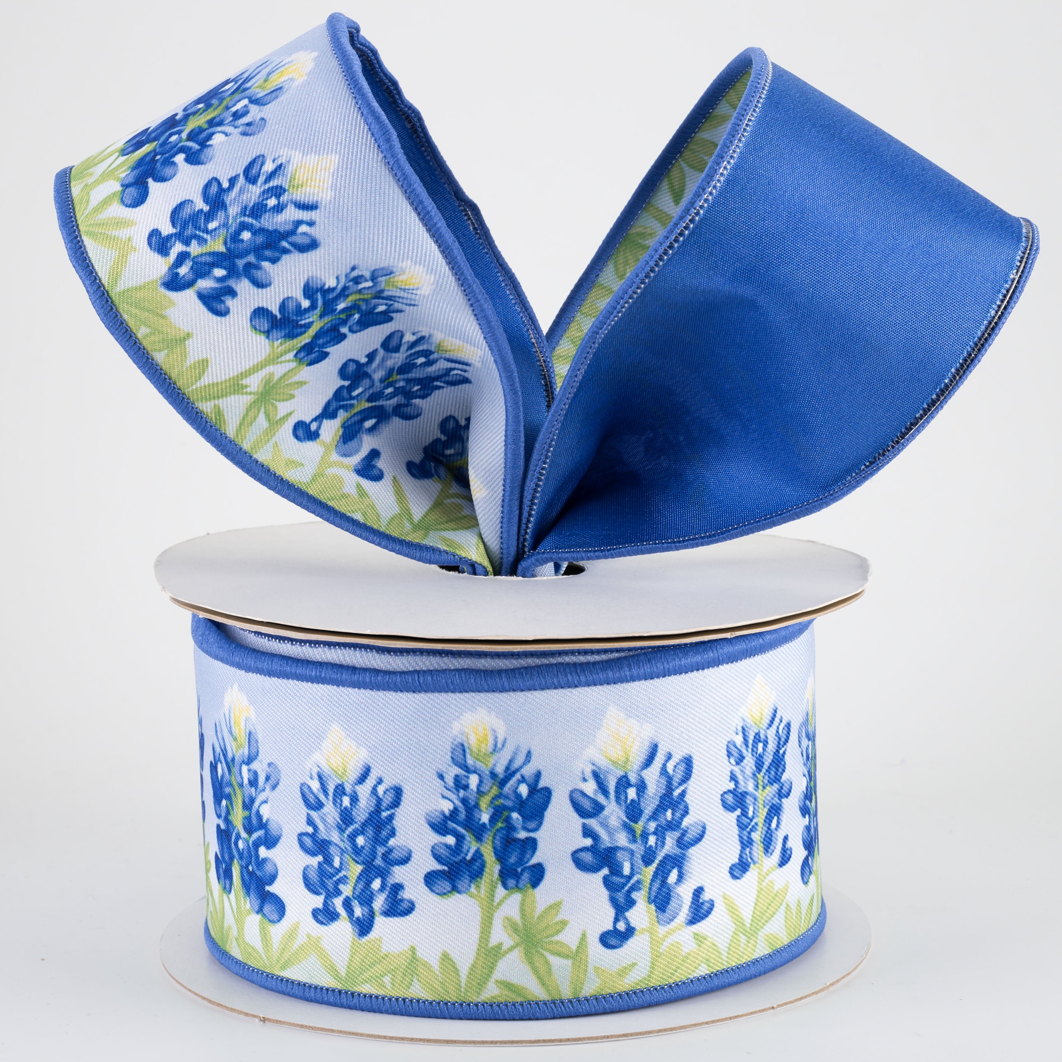 2.5" Double Sided Fused Bluebonnets Ribbon (10 Yards)