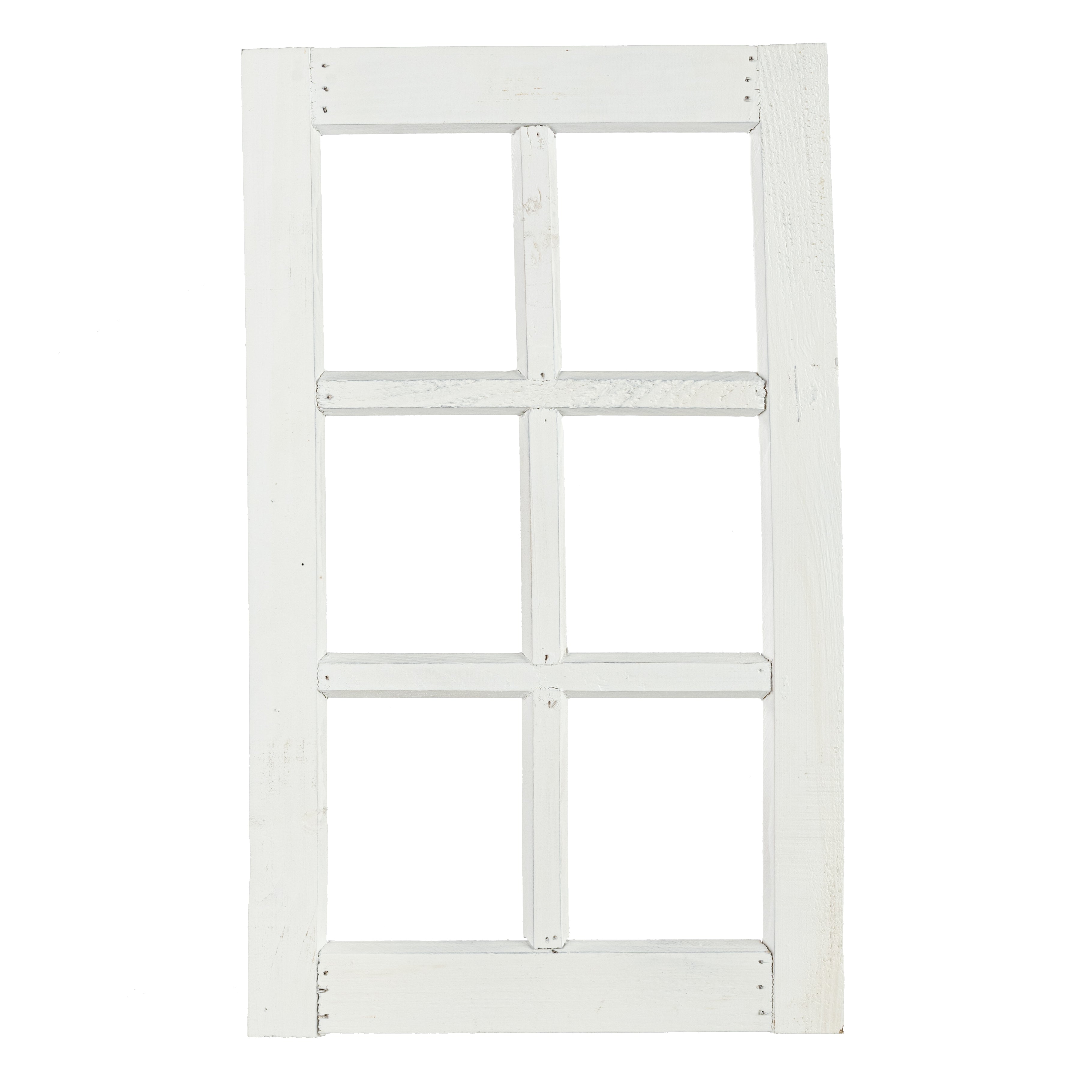 20" x 12" Decorative Wood Window: Matte White