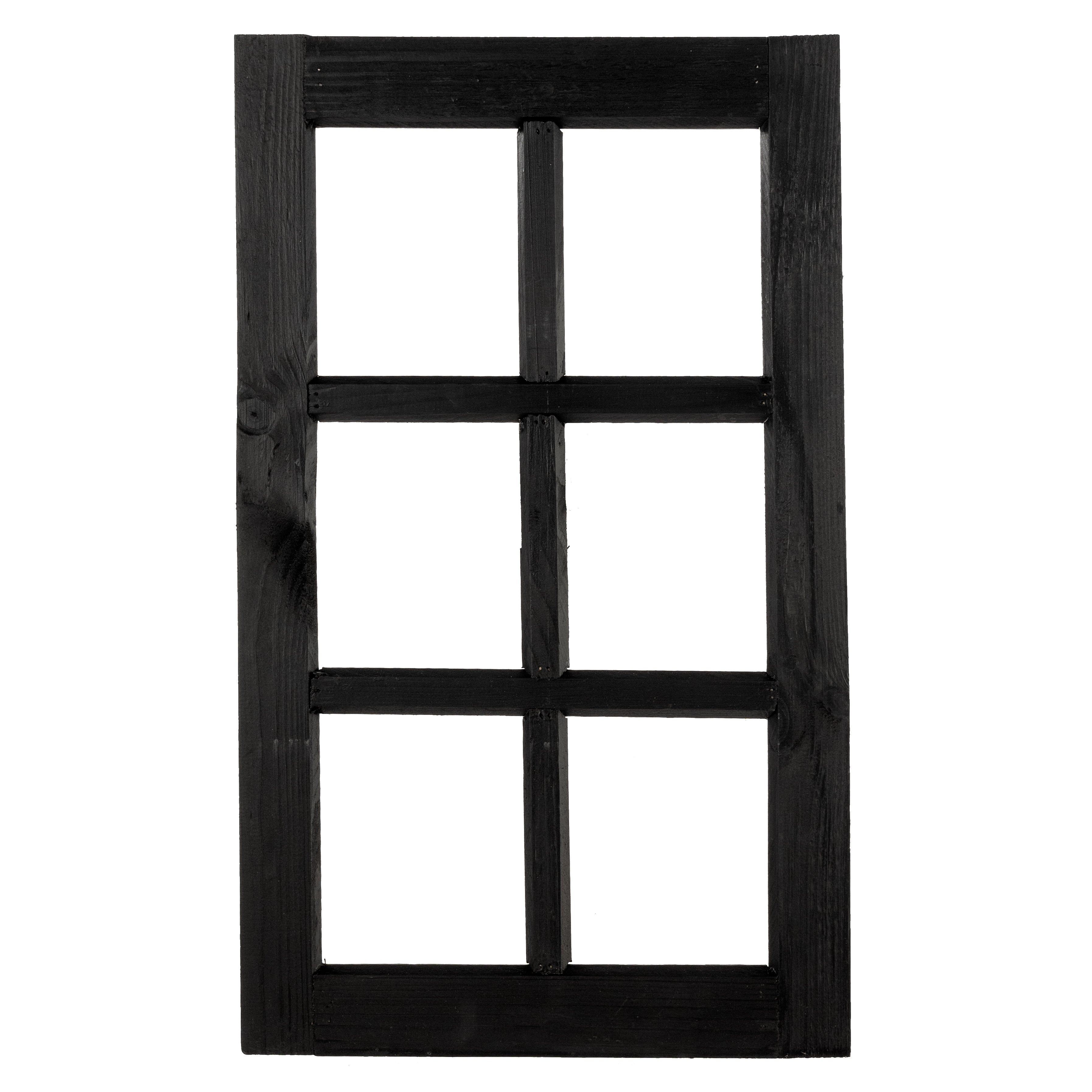 20" x 12" Decorative Wood Window: Matte Black