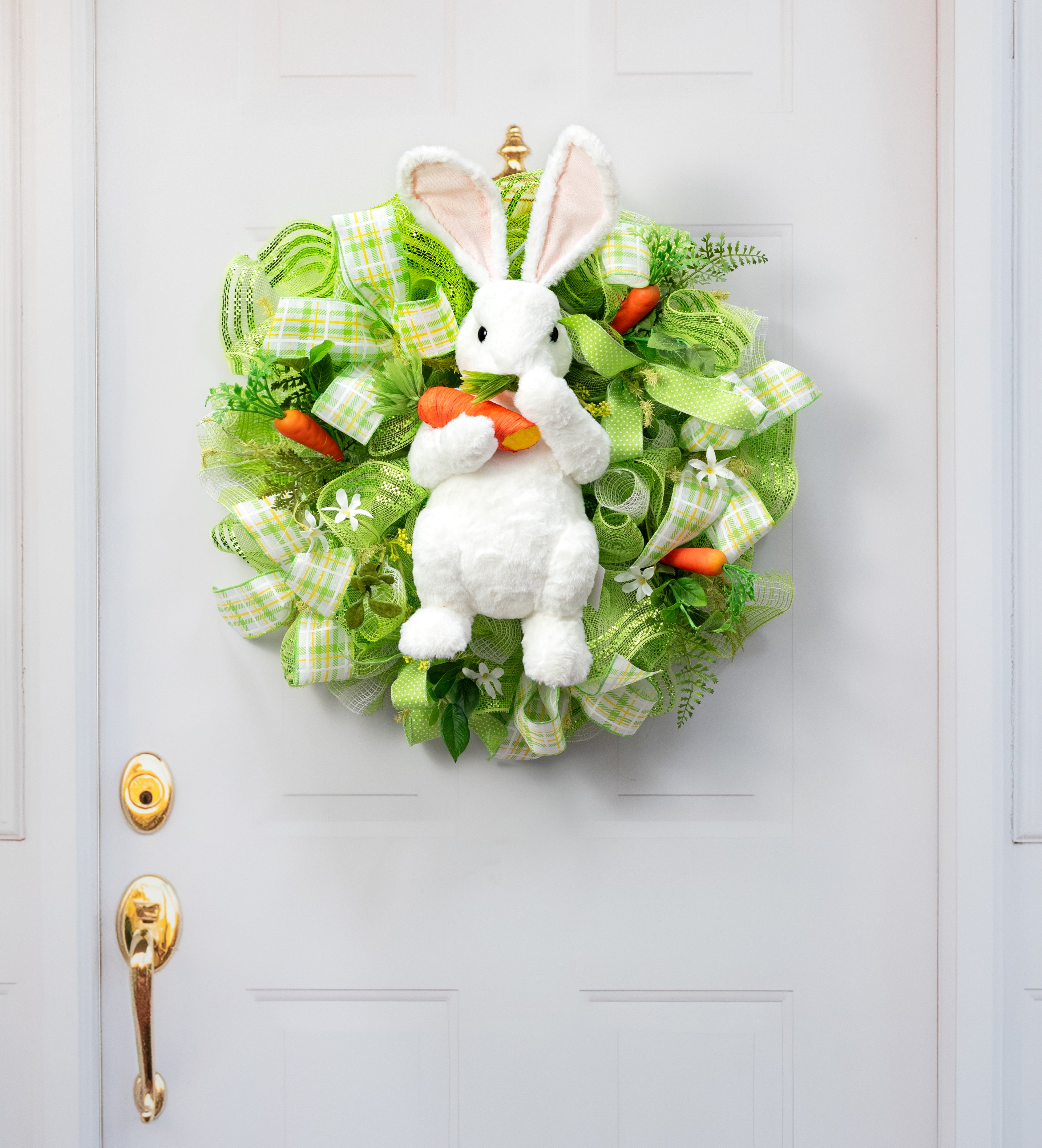 21" Faux Fur Laying Bunny Rabbit Decoration: White