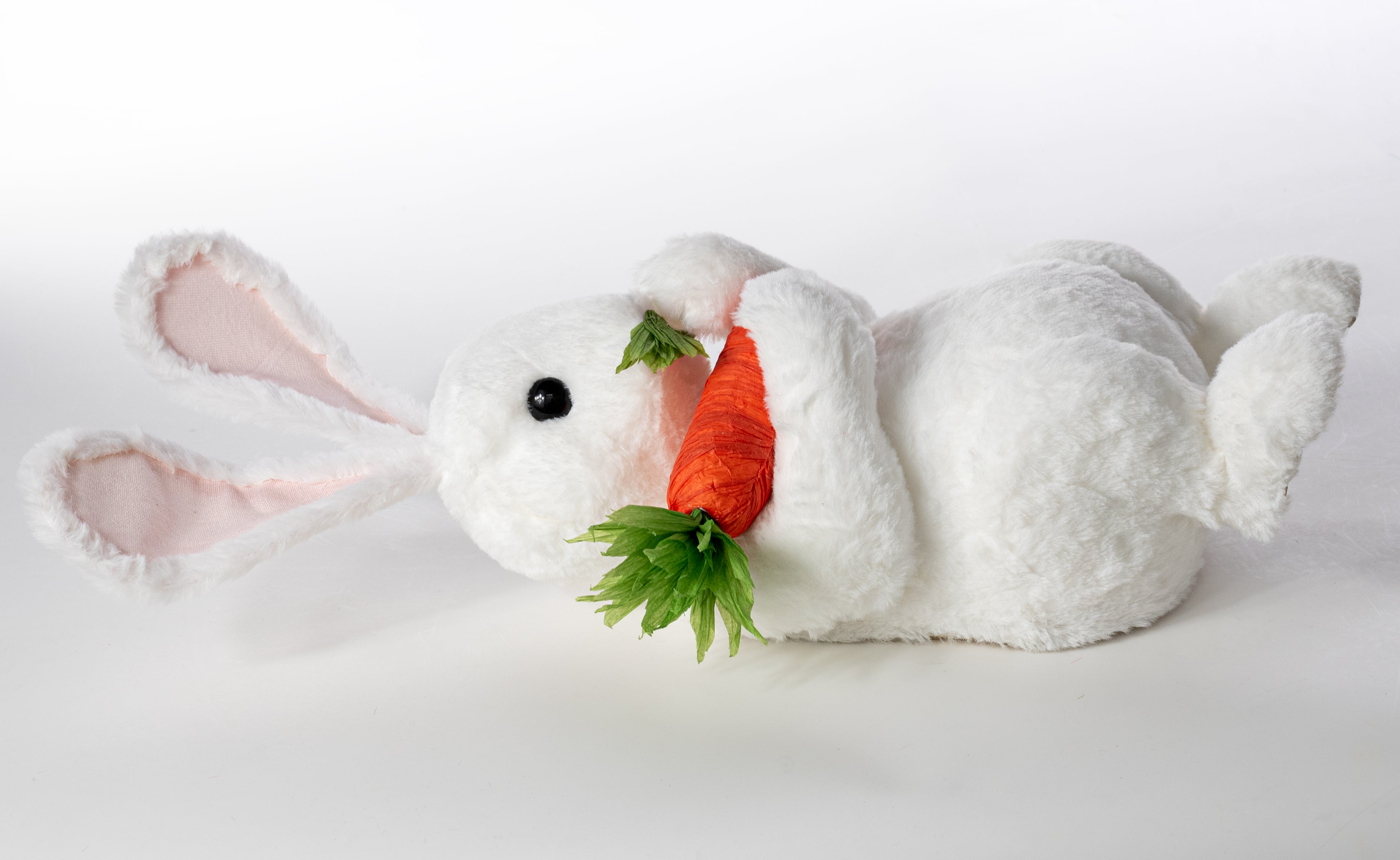 21" Faux Fur Laying Bunny Rabbit Decoration: White