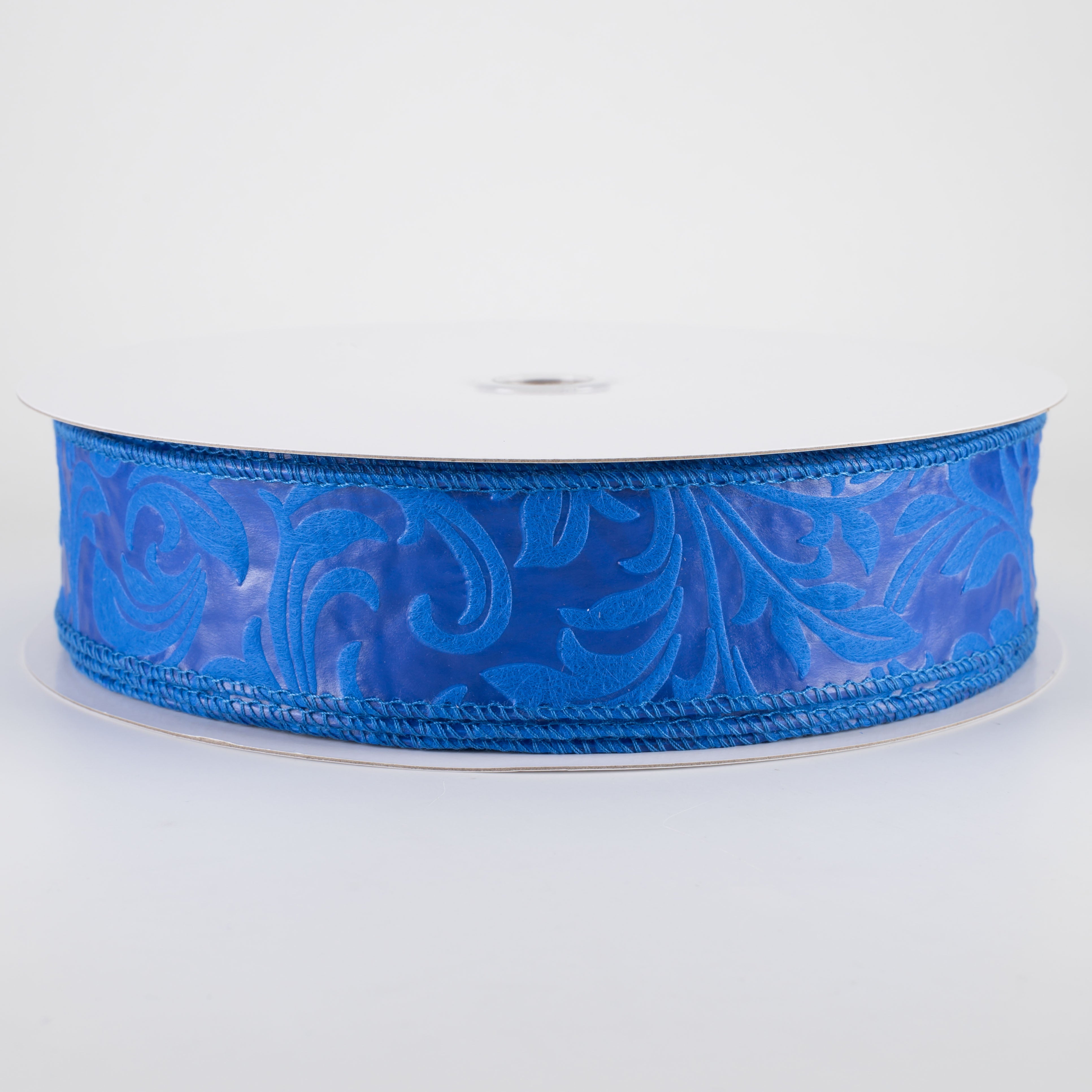 1.5" Embossed Leaf Filagree Breeze Ribbon: Royal Blue (50 Yards)