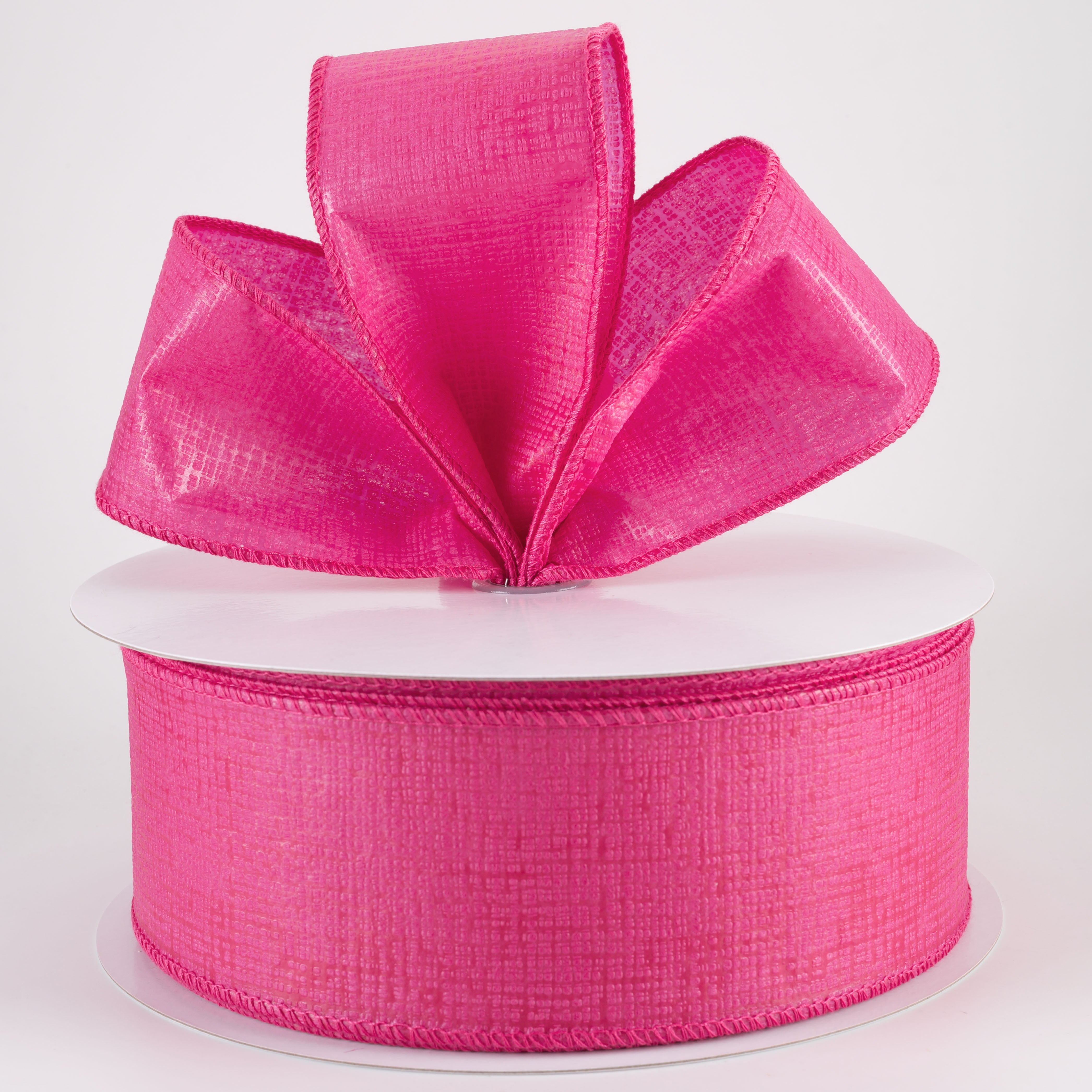 2.5" Embossed Crosshatch Breeze Ribbon: Hot Pink (50 Yards)