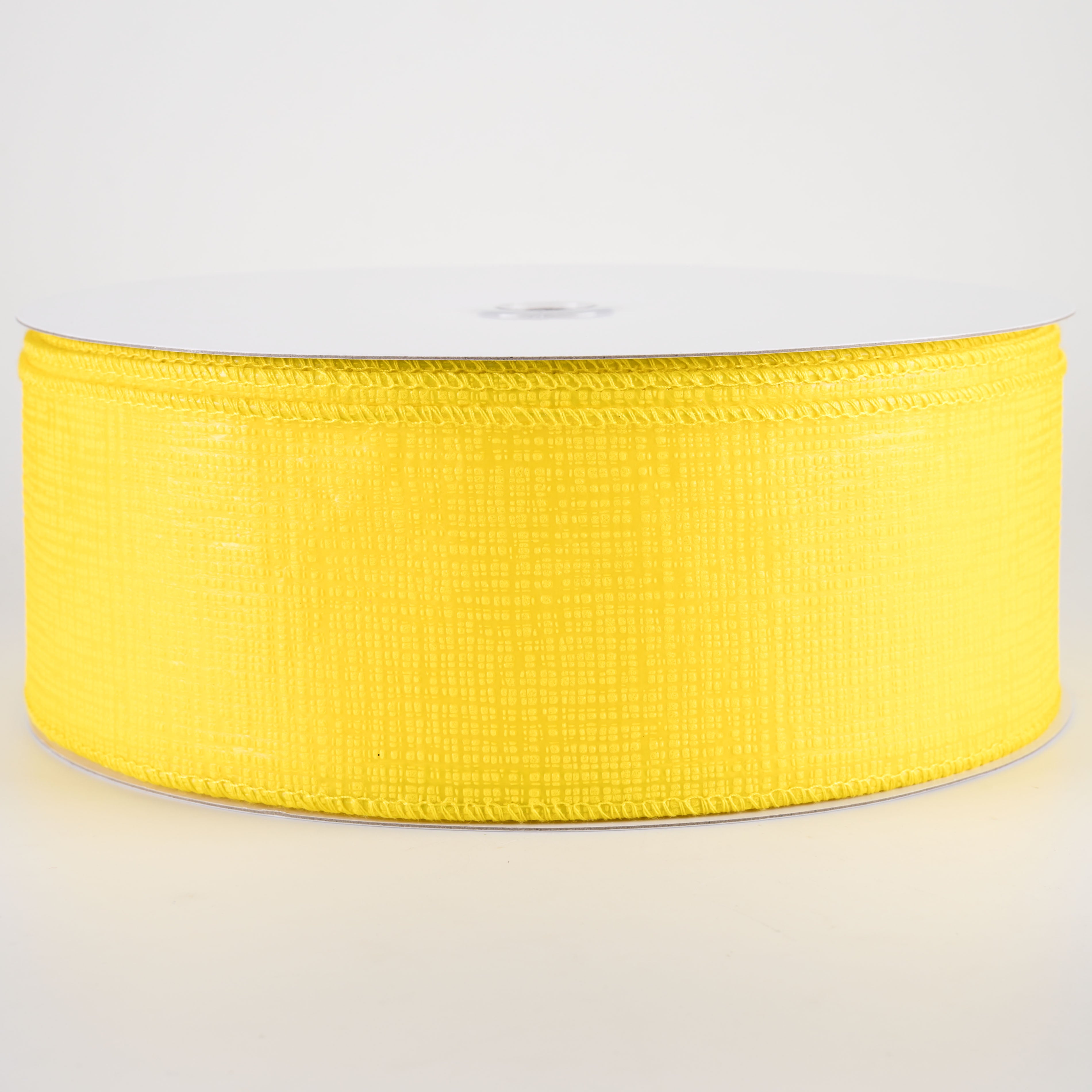 2.5" Embossed Crosshatch Breeze Ribbon: Yellow (50 Yards)