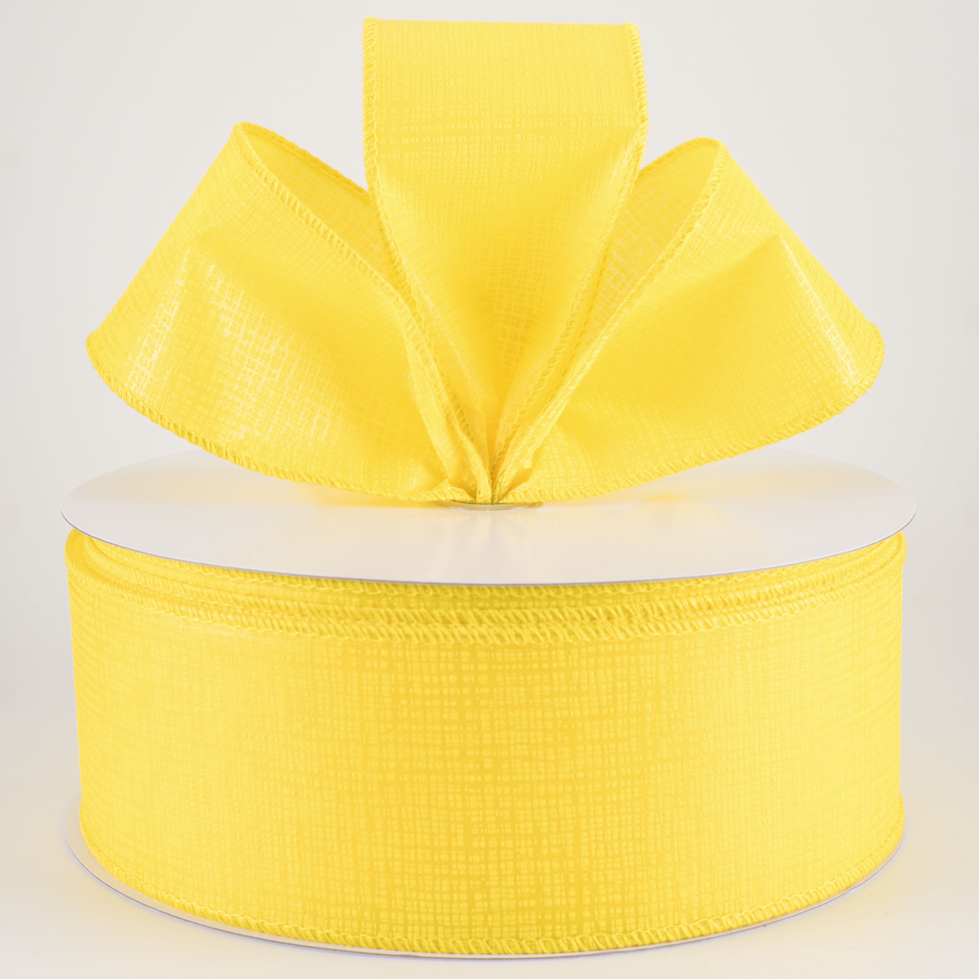 2.5" Embossed Crosshatch Breeze Ribbon: Yellow (50 Yards)