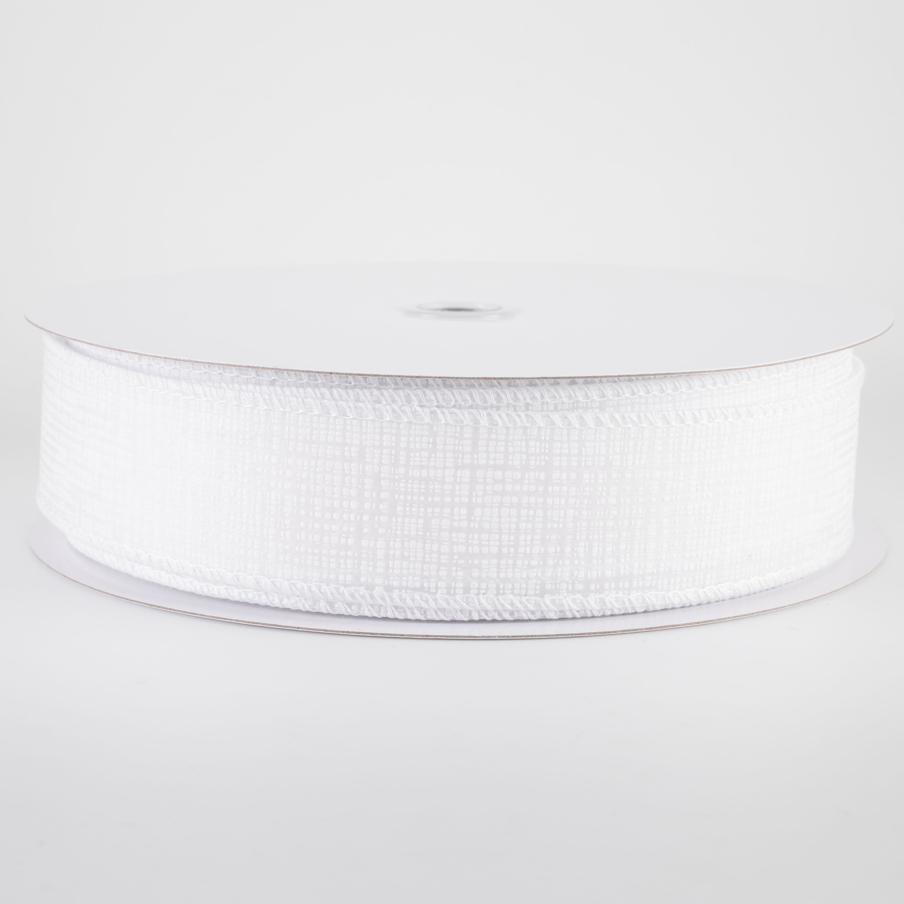 1.5" Embossed Crosshatch Breeze Ribbon: White (50 Yards)